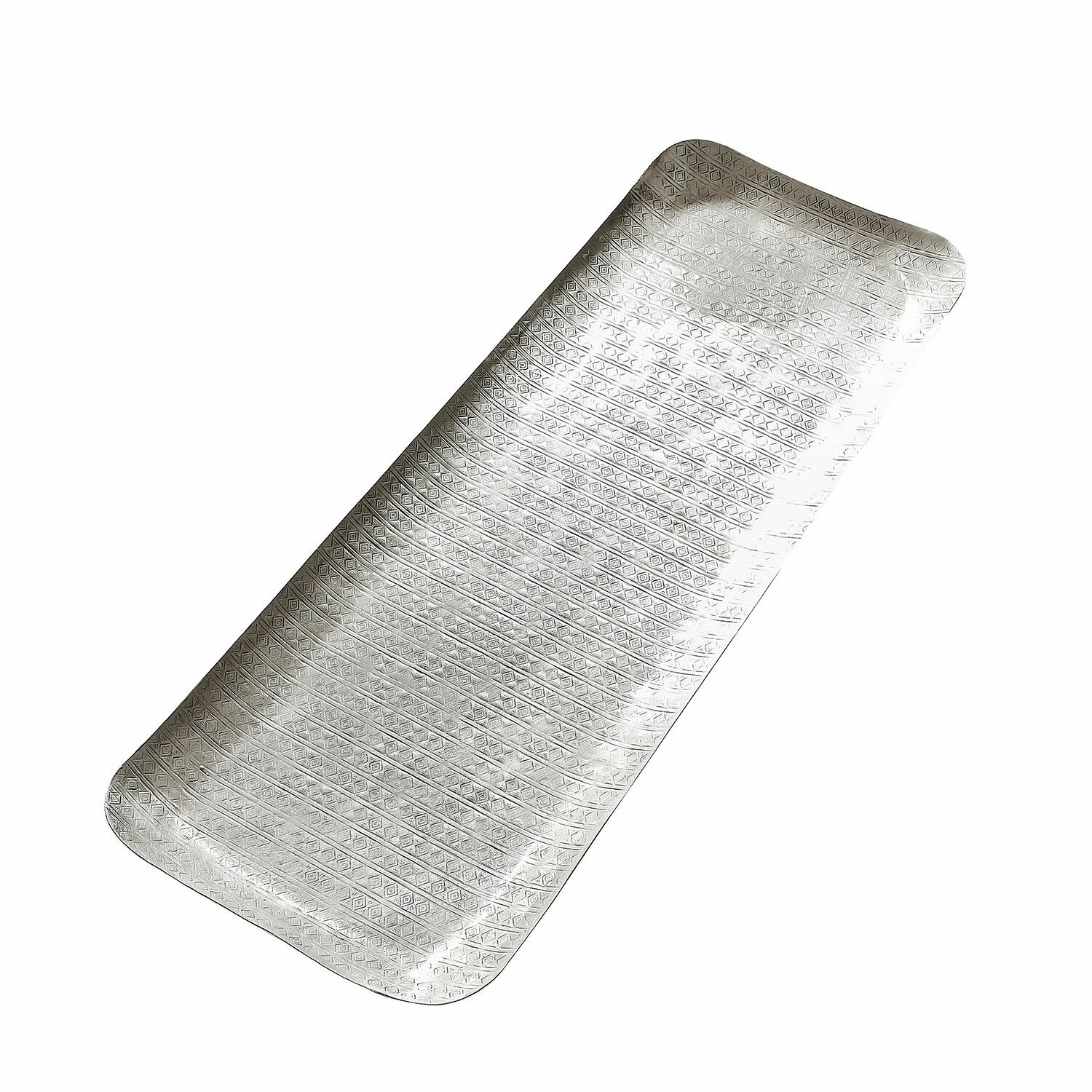 Obdélníkový podnos Lodine v antik stříbrné barvě s jemným vzorem, kovový dekorativní doplněk