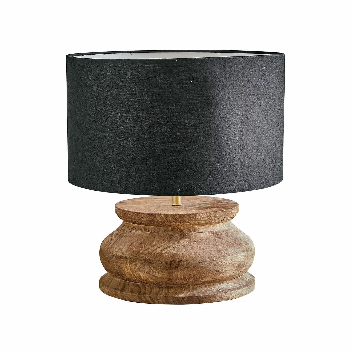 Stolní lampa Thérandon Stolní lampa s dřevěným podstavcem a černým stínidlem, moderní osvětlení do obýváku