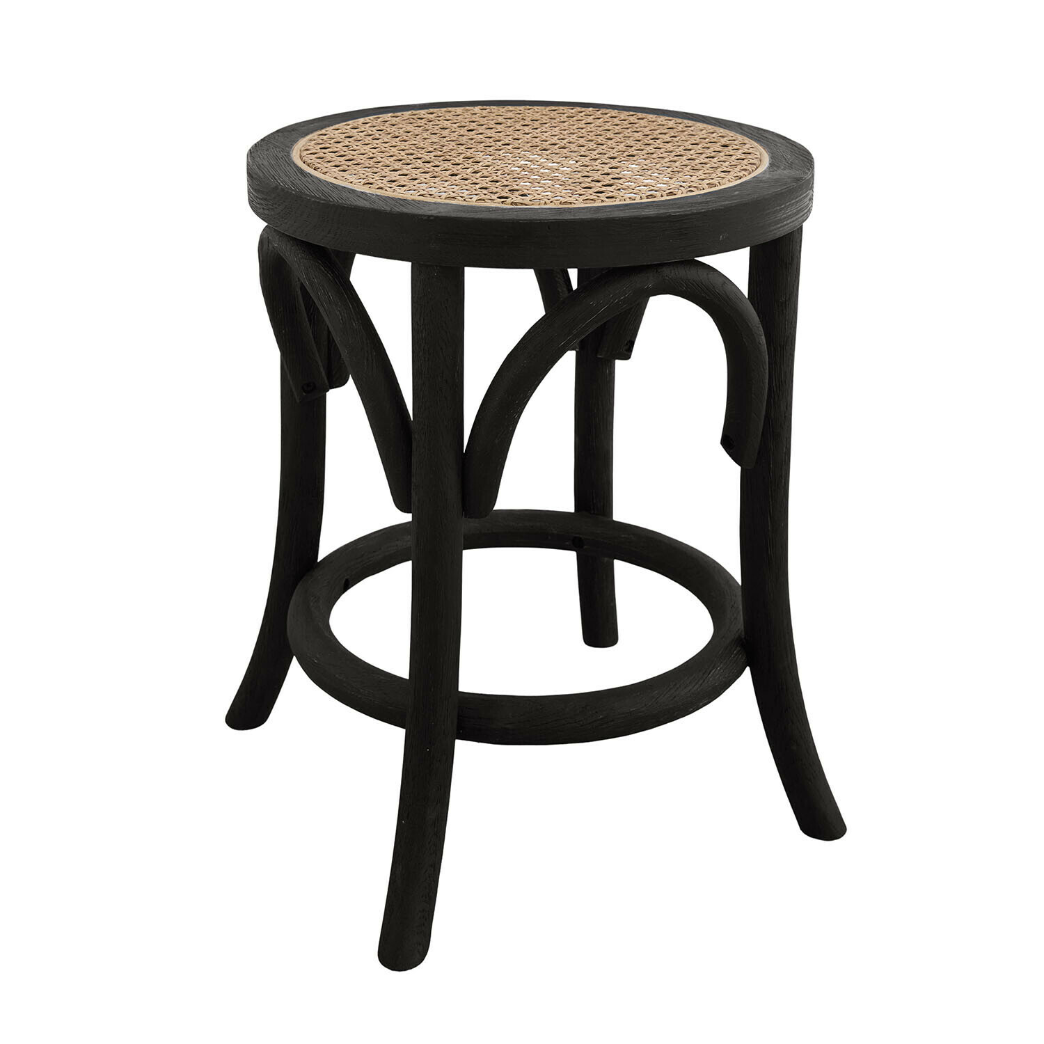 Černá stolička Kary s hnědým ratanovým sedákem, dřevěný nábytek do interiéru i exteriéru