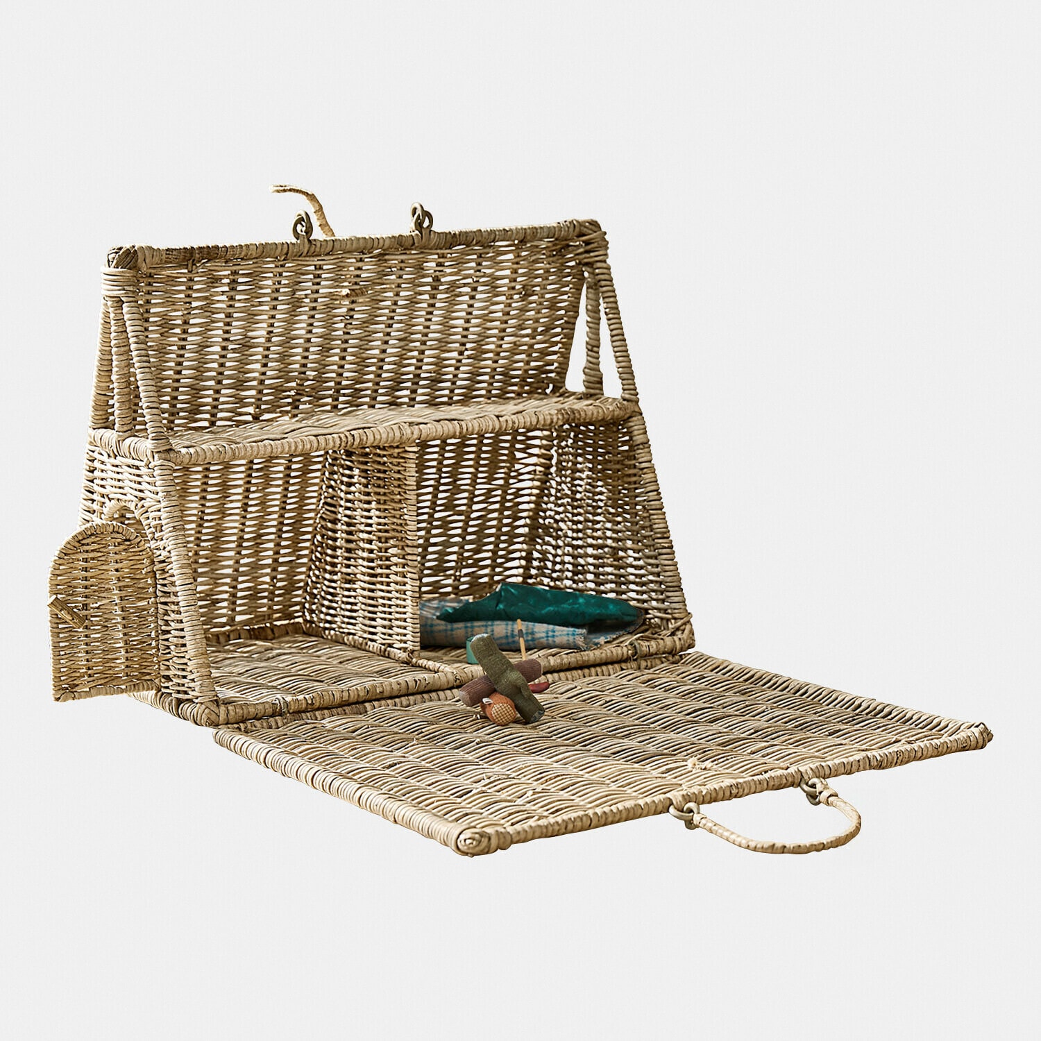 Přírodní proutěný ptačí domek s otevírací přední stranou a závěsným držadlem