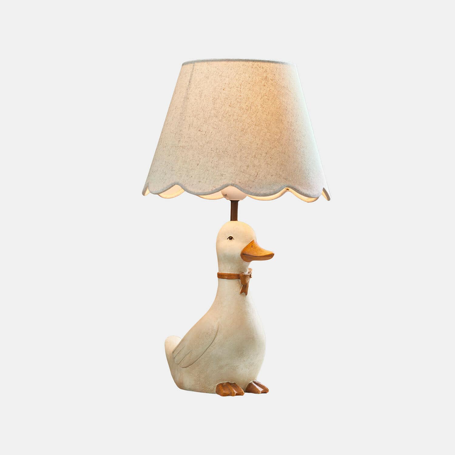 Dětská stolní lampa Tillyboo Stolní lampa s béžovým stínidlem a podstavcem ve tvaru bílé kachny s oranžovým zobákem