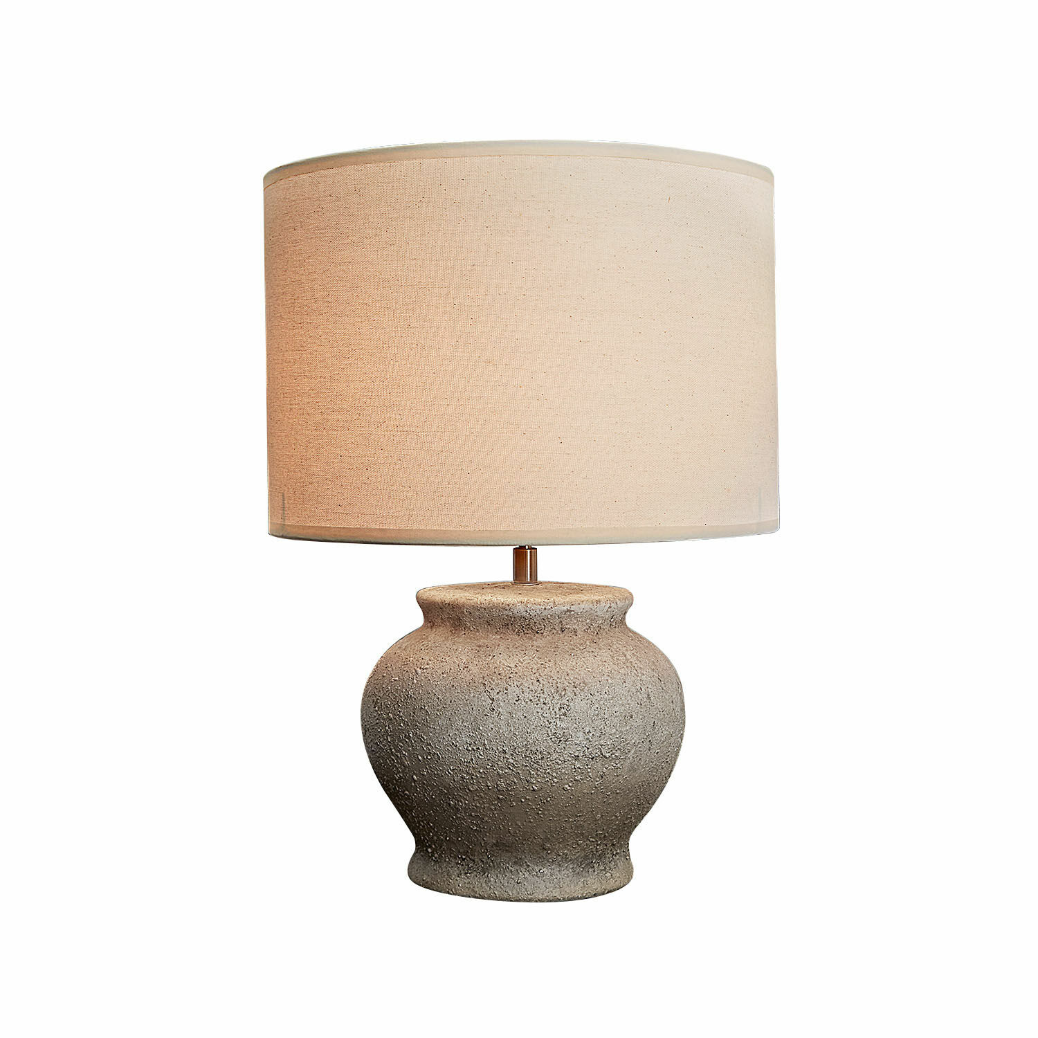 Stolní lampa Havlund Stolní lampa s béžovým stínidlem a šedou keramickou základnou s rustikální texturou