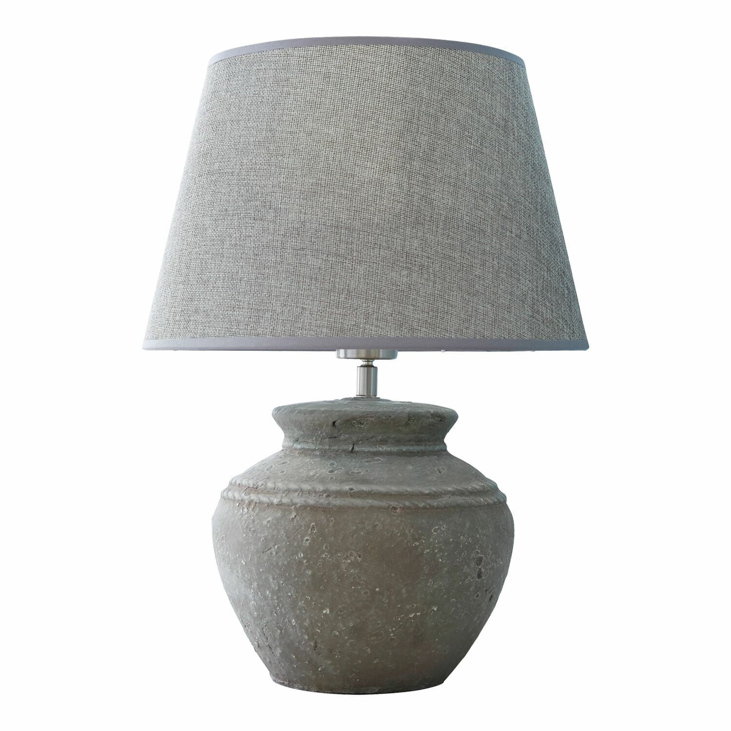 Stolní lampa Cleveland Stolní lampa se šedou keramickou základnou a světle šedým textilním stínidlem do obývacího pokoje