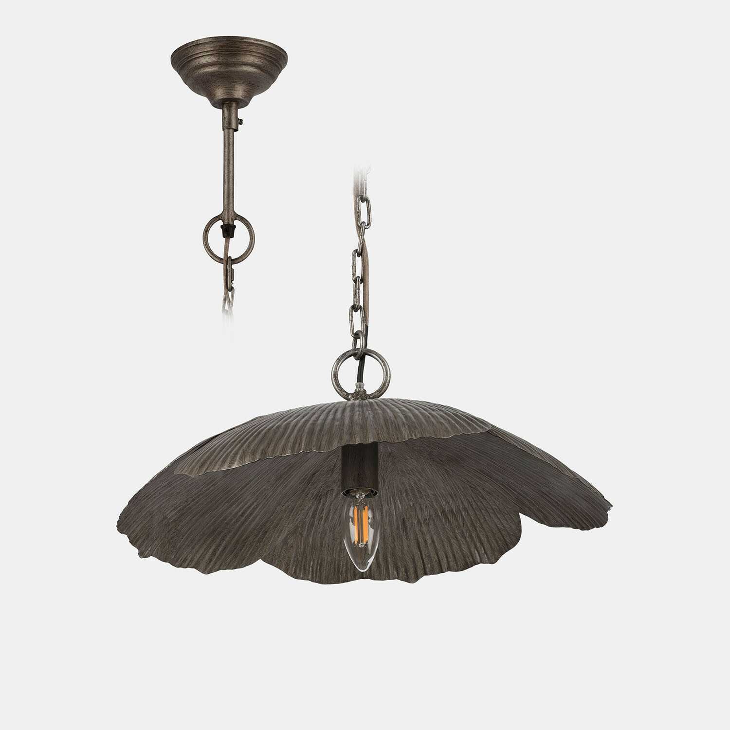 Závěsná lampa Jardin Élance Závěsná lampa z hnědého kovu ve tvaru listu s nastavitelným řetězem, dekorativní stropní svítidlo