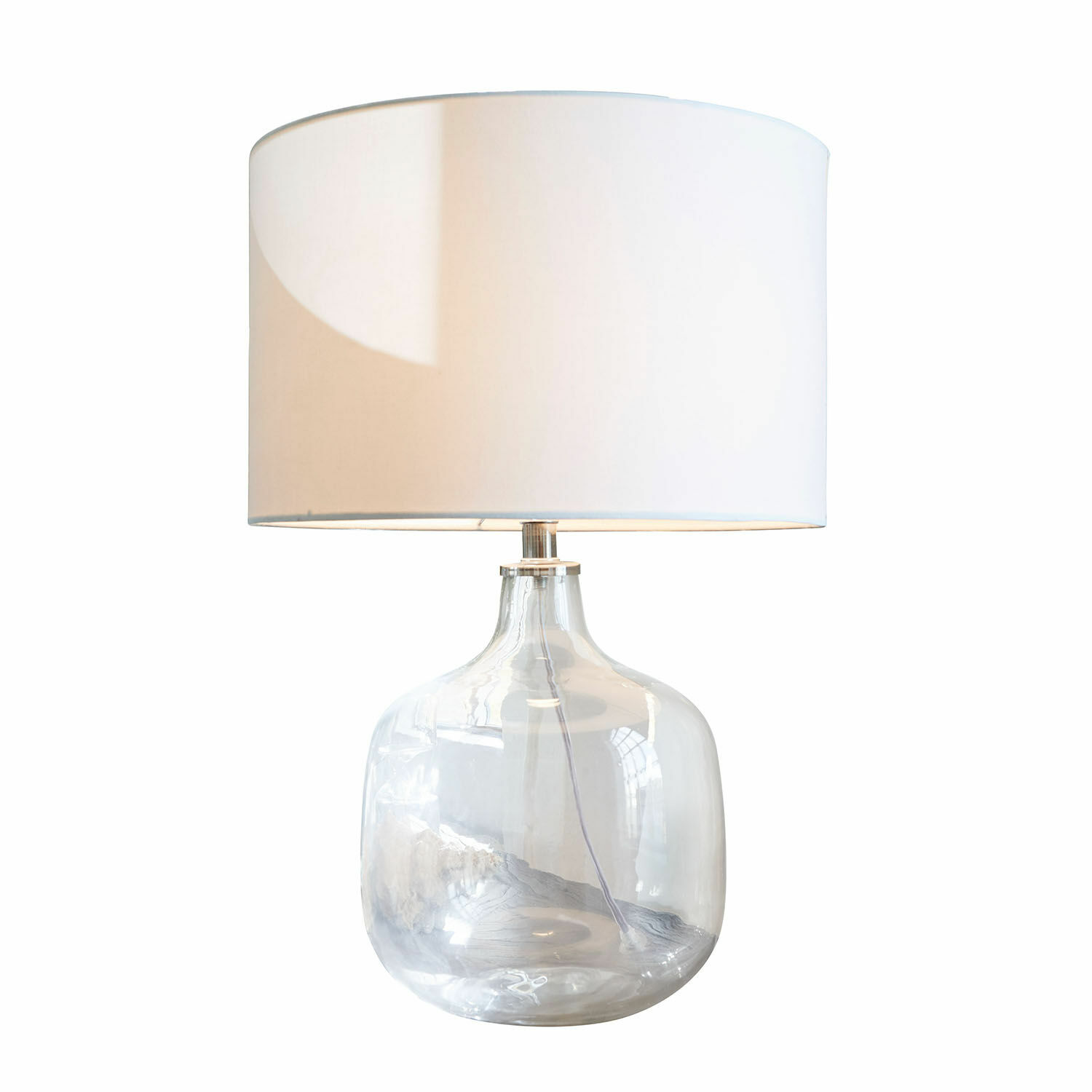 Stolní lampa Malmy Stolní lampa z průhledného skla s bílým stínidlem, moderní design do obývacího pokoje