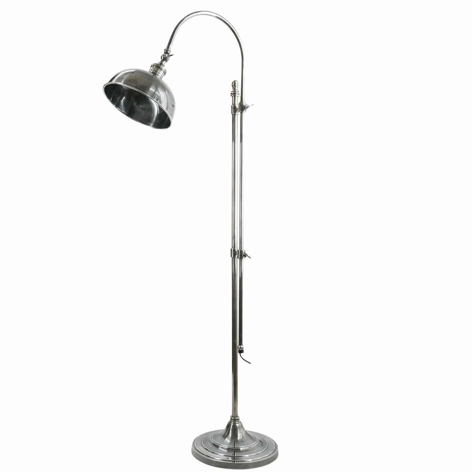 Stojací lampa Conway Stojací lampa z kovu ve stříbrné barvě s nastavitelným stínidlem v industriálním stylu