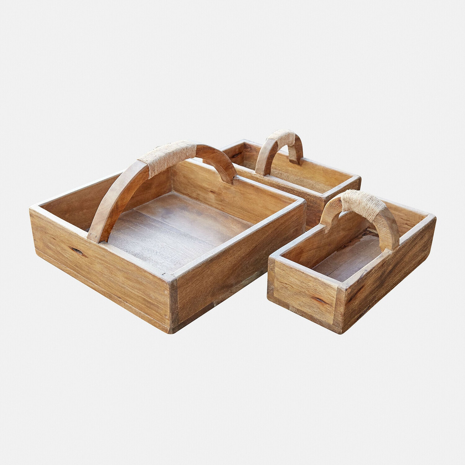 Dřevěné úložné boxy, 3dílná sada Nettleby