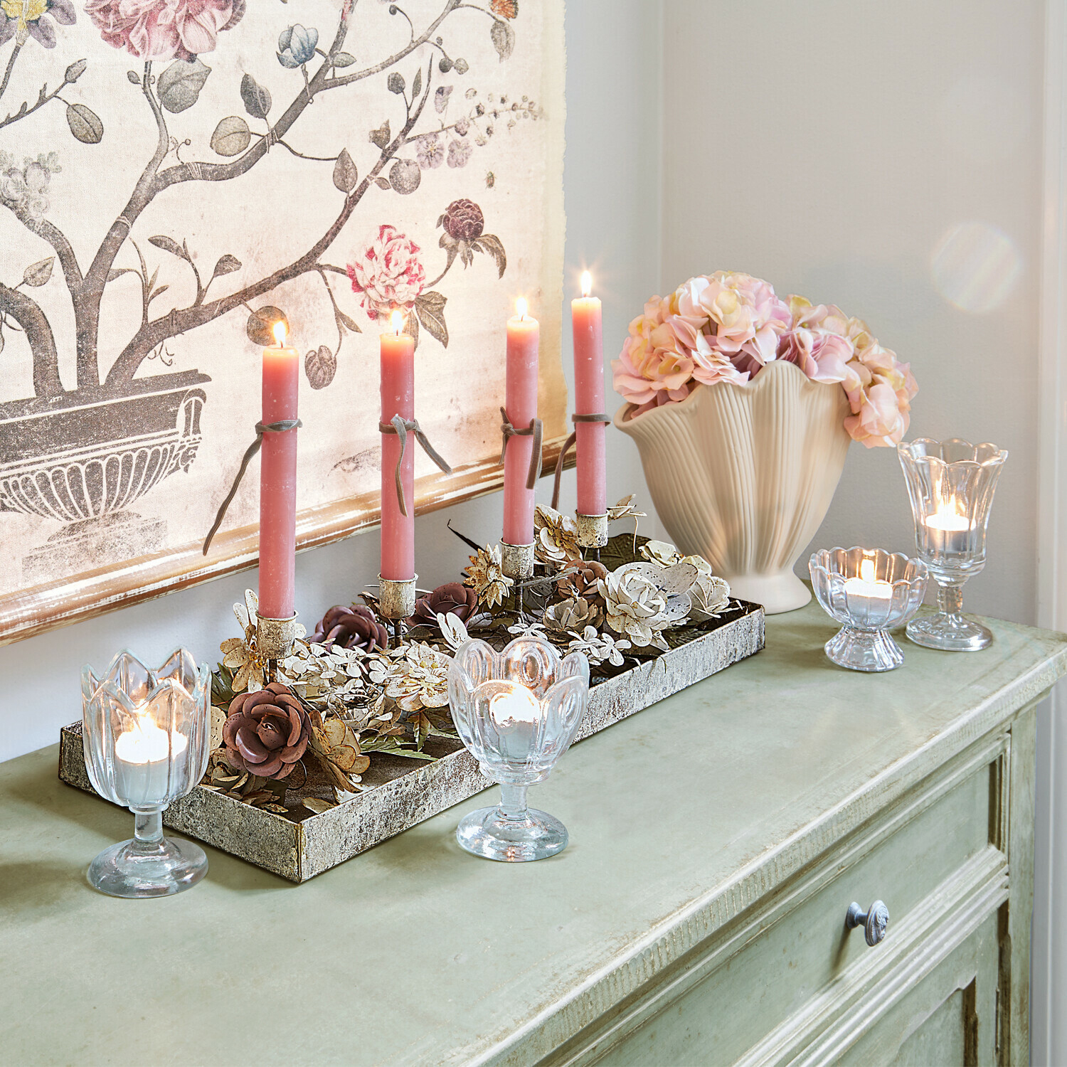 Poetické růžové svíčky