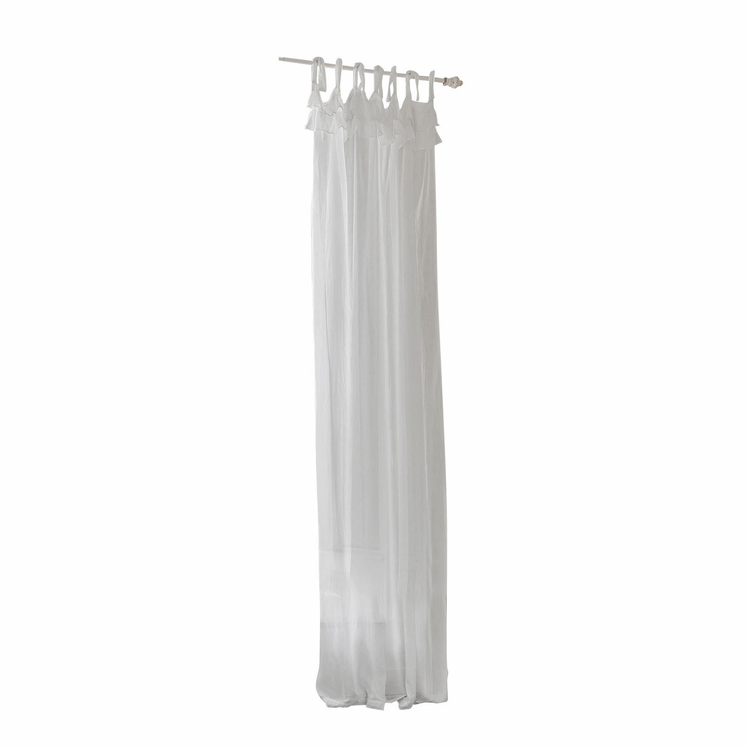 Záclona Lawnside Bílý lehký tylový závěs s ozdobnými poutky, dekorace okenního prostoru do obývacího pokoje