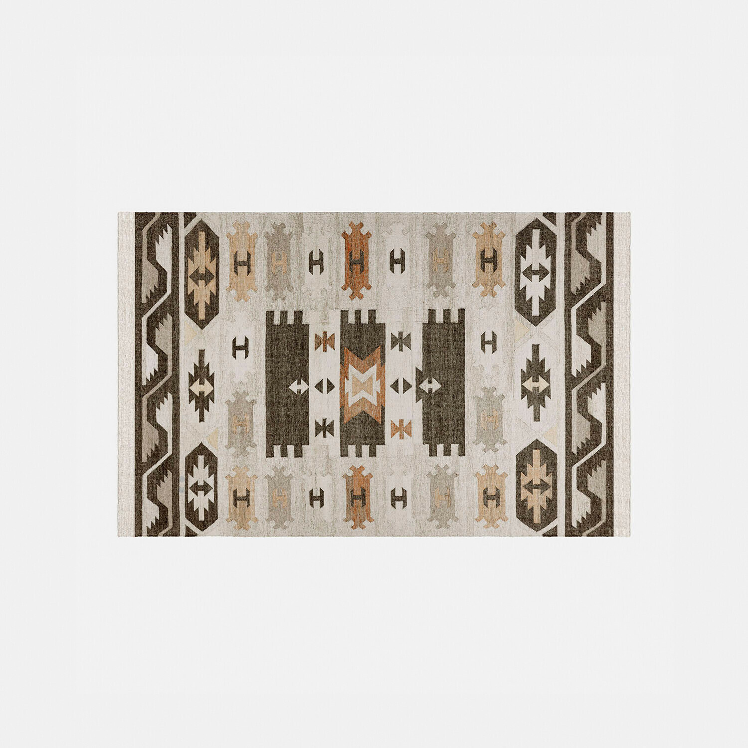 Barevný venkovní koberec Selamir s geometrickým vzorem v přírodních béžových a hnědých odstínech