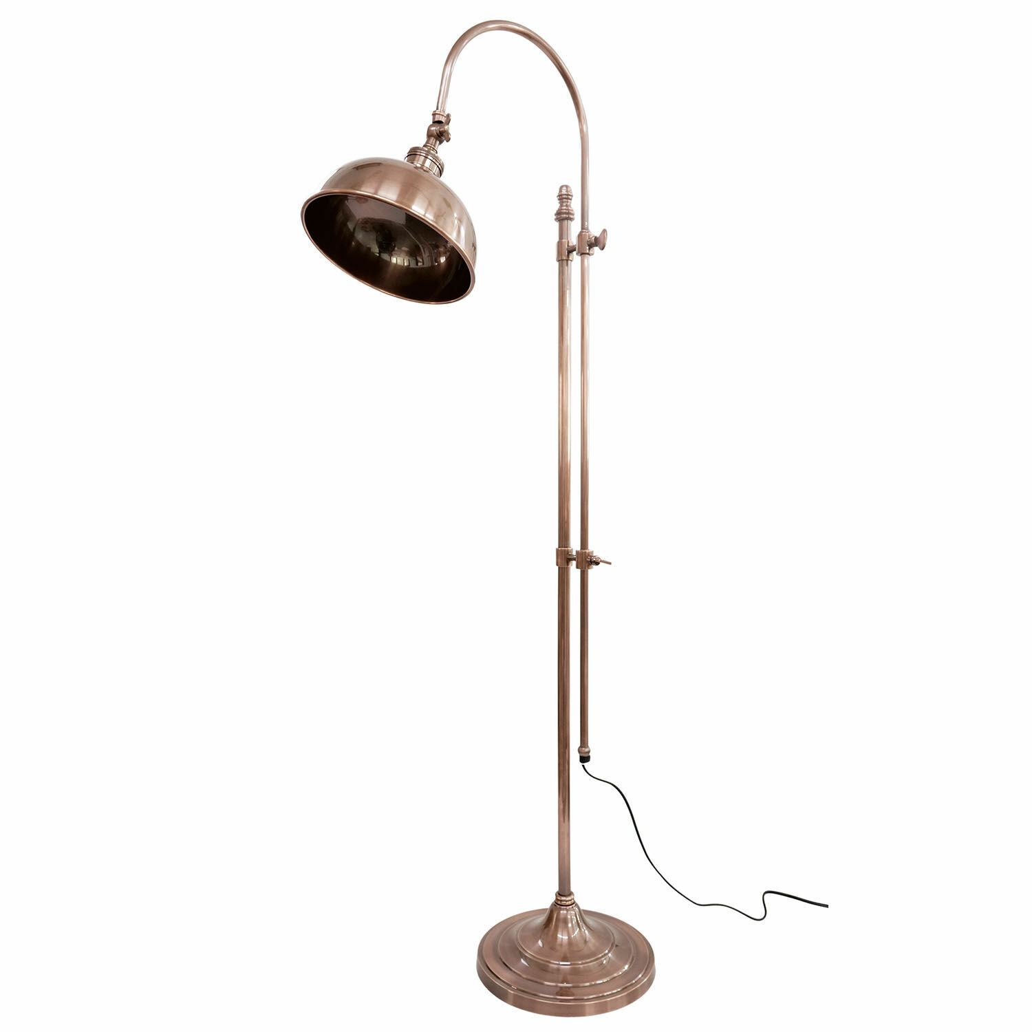 měděná Stojací lampa Conway z mědi, kovová, měděná barva, industriální styl do obývacího pokoje