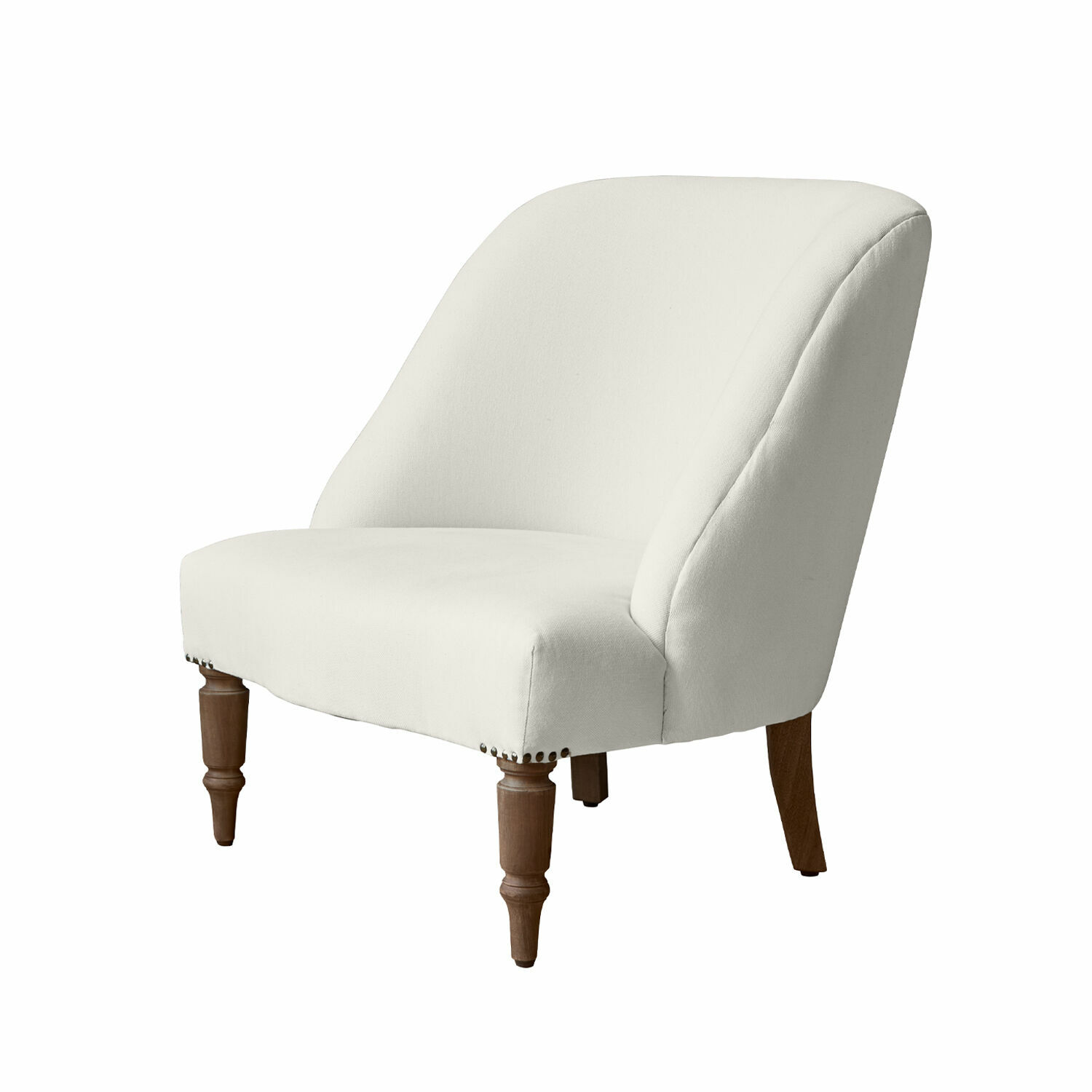 bílá Bílá čalouněná křeslo Maplewood s dřevěnými nohami, elegantní nábytek do obýváku