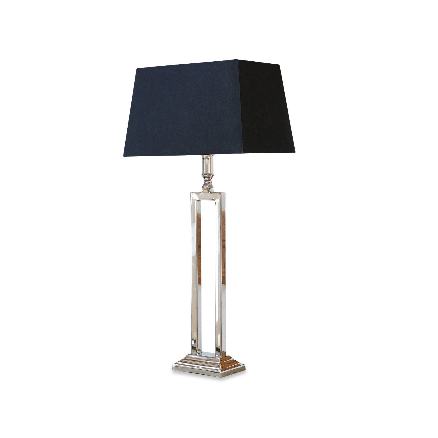 Stolní lampa Kinshaa Elegantní stolní lampa s kovovým podstavcem a černým stínidlem do obývacího pokoje a kanceláře