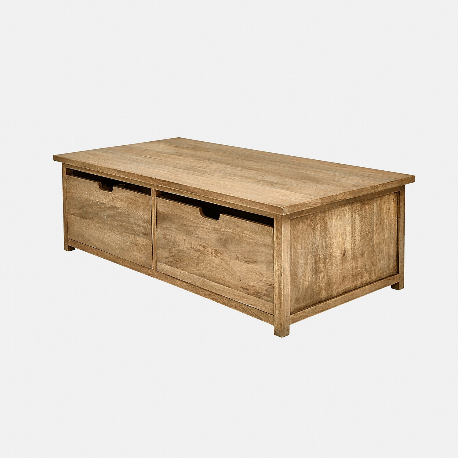 Konferenční stolek z mangového dřeva v přírodní barvě se dvěma zásuvkami na úložný prostor