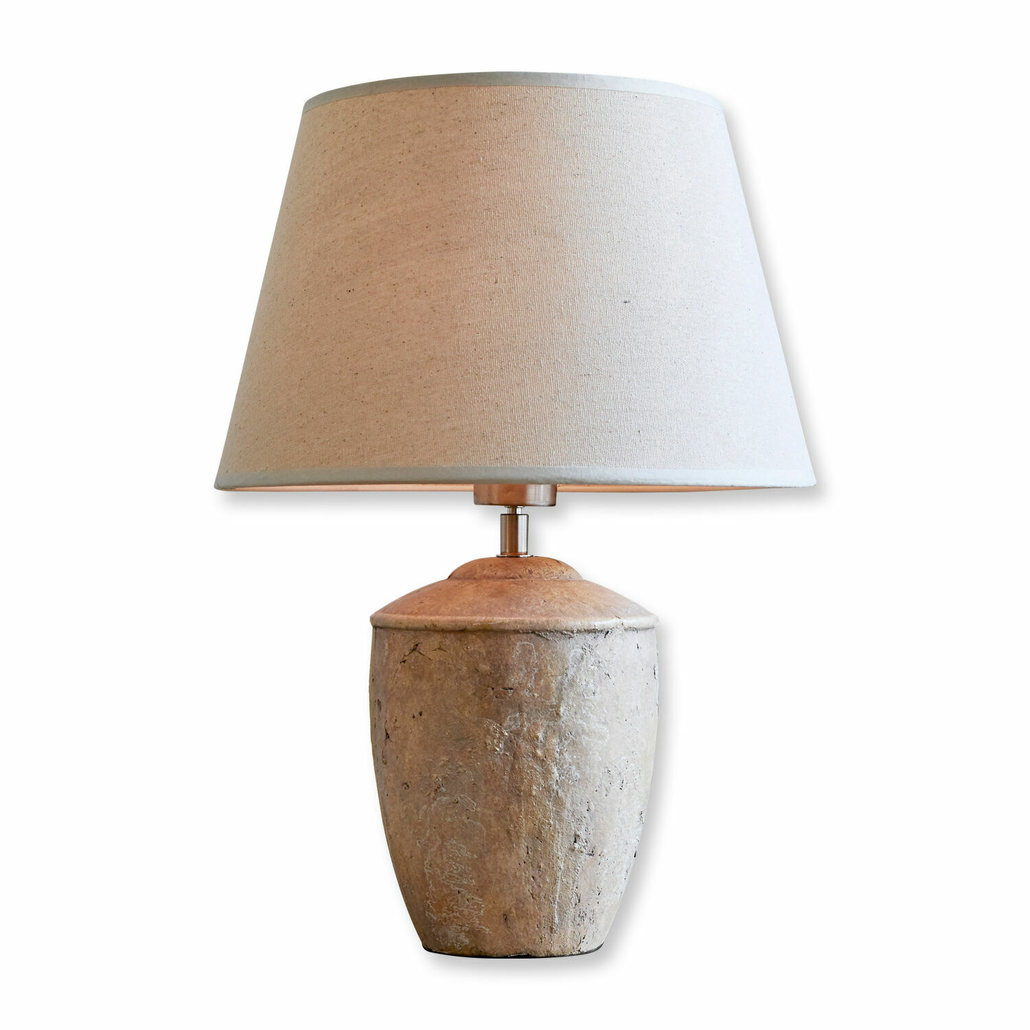 Stolní lampa Verfaille Stolní lampa s béžovým stínidlem a kamenným podstavcem v přírodní barvě, dekorace interiéru