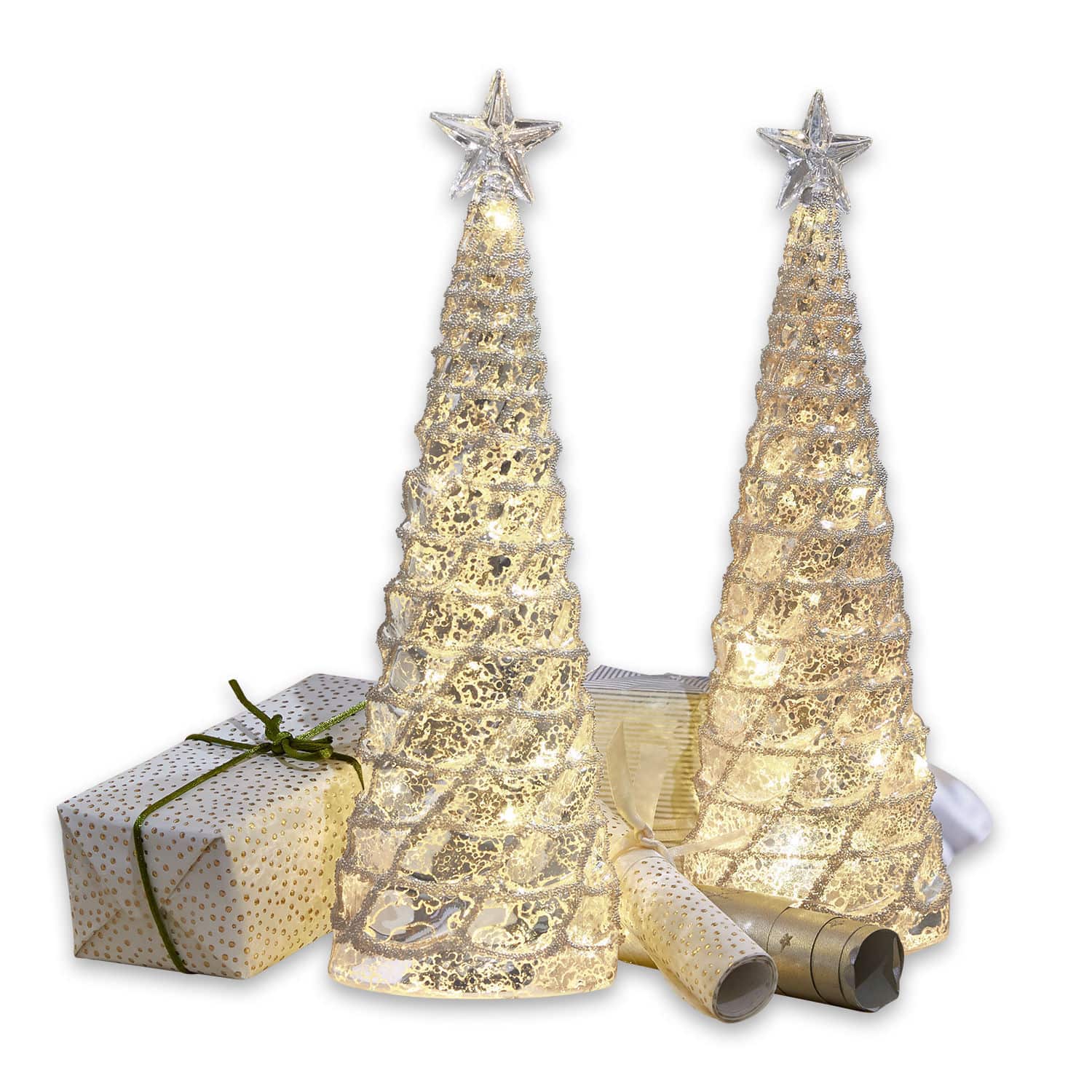 Dekorativní stromečky, 2dílná sada Glitter