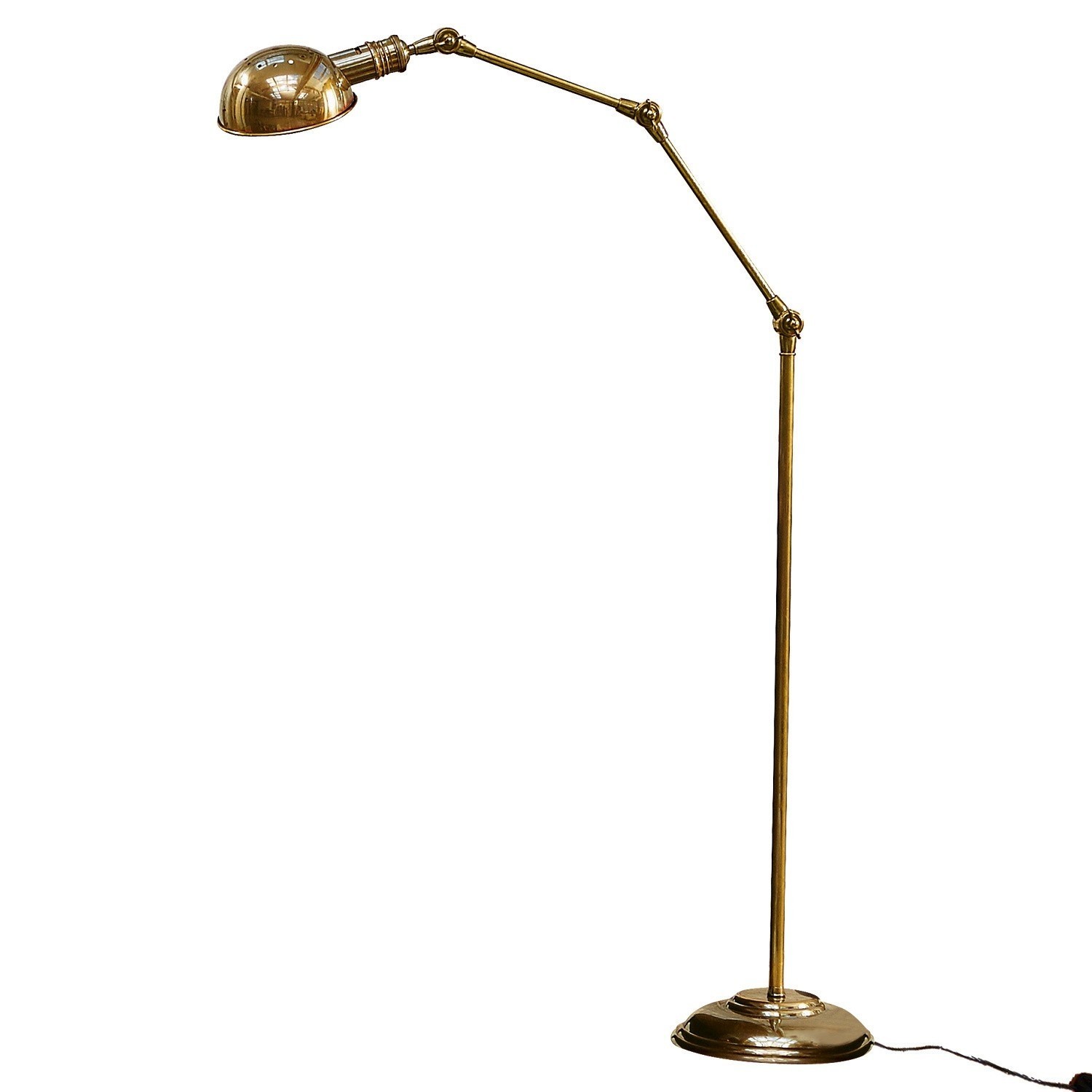 barva mosazi Stojací lampa Tulsa z mosazi v zlaté barvě, nastavitelná, elegantní osvětlení do obýváku