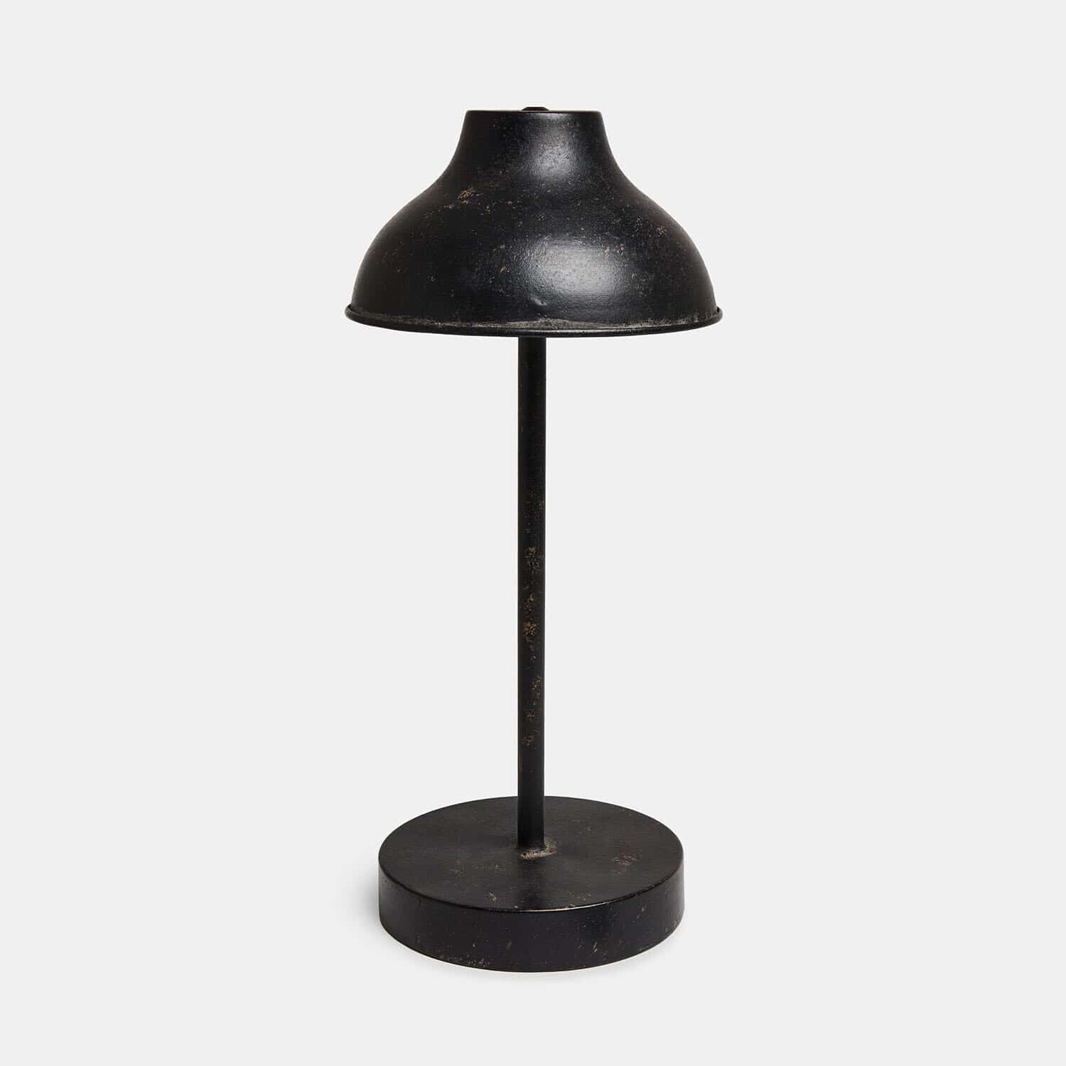 Dobíjecí stolní lampa LED Henvique Černá kovová stolní lampa s kulatým podstavcem a vintage stínidlem pro vnitřní osvětlení