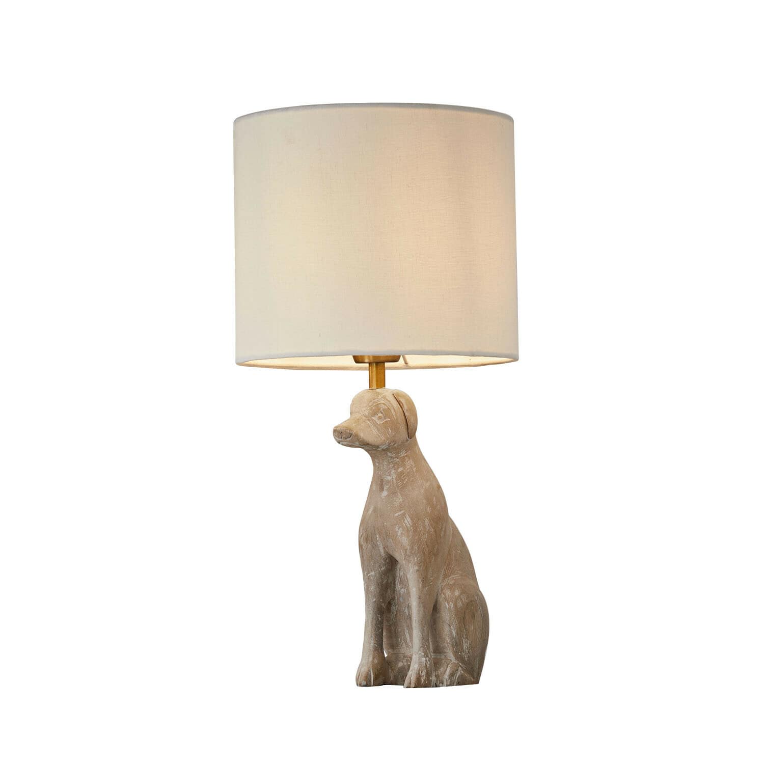 Stolní lampa Calvix Stolní lampa s béžovým podstavcem ve tvaru psa a krémovým stínidlem, dekorace do bytu