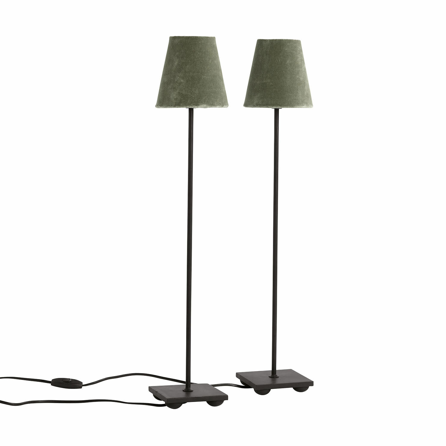 khaki/černá Sada dvou stolních lamp Filia s černou základnou a khaki látkovým stínidlem, moderní osvětlení