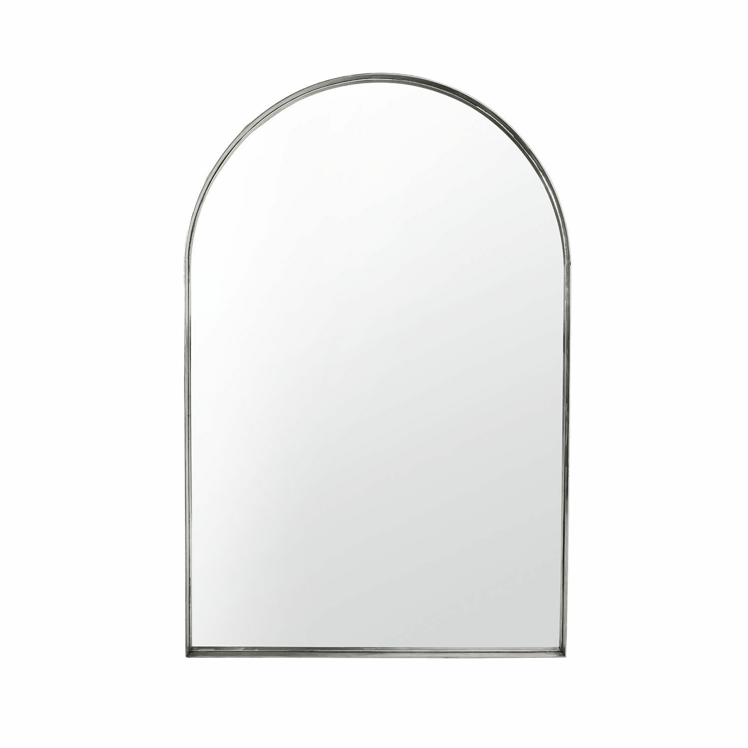 Zrcadlo Kellin Nástěnné zrcadlo s kovovým stříbrným rámem zaobleného tvaru, moderní design