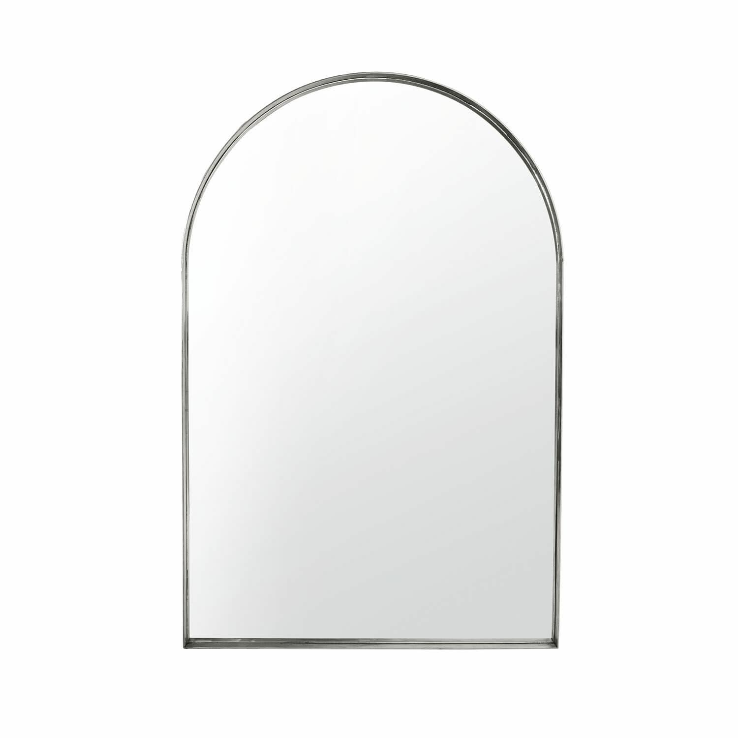Zrcadlo Kellin Nástěnné zrcadlo s kovovým stříbrným rámem zaobleného tvaru, moderní design