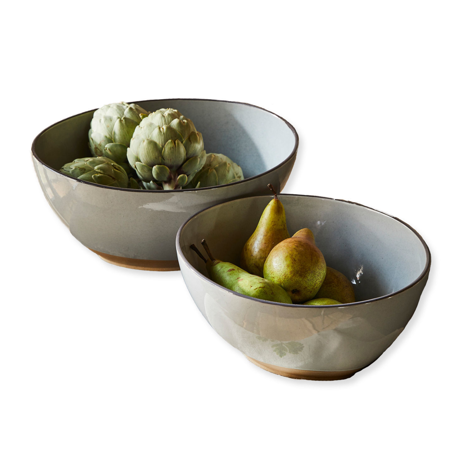 Salátové misky, 2dílná sada Biarré Sada dvou šedých keramických misek s ovocem a artyčoky do kuchyně