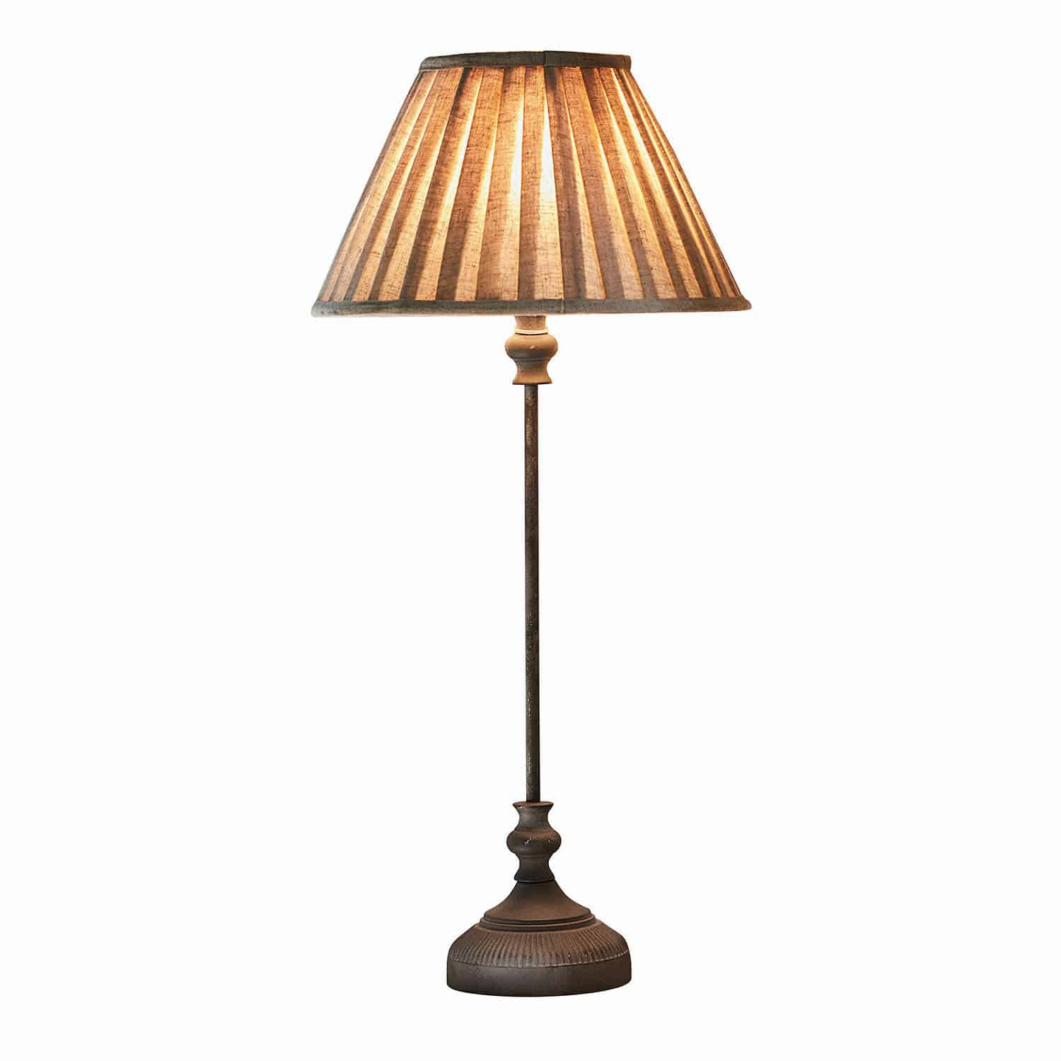 Stolní lampa Ponsardin Stolní lampa s kovovým podstavcem a béžovým stínidlem, dekorativní osvětlení do obýváku