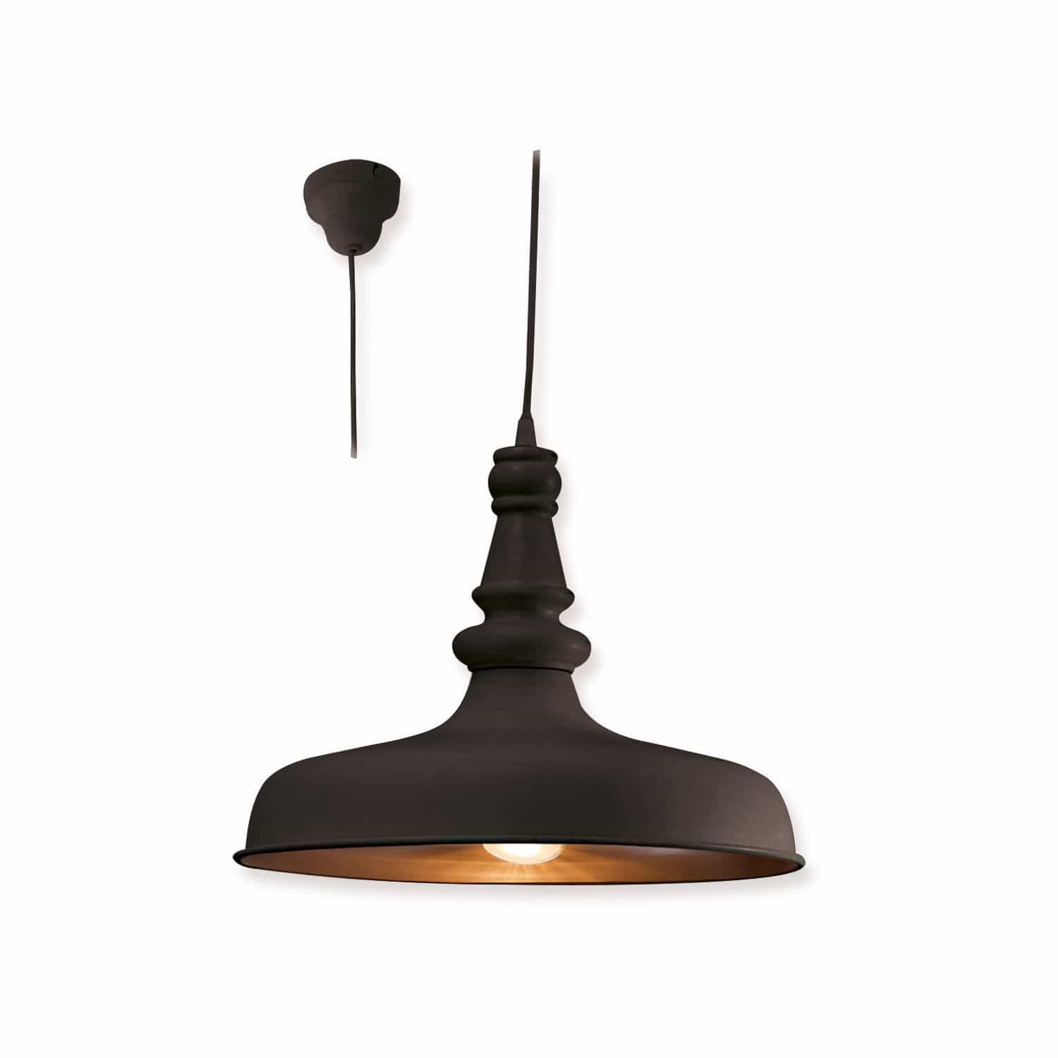 Závěsná lampa Camryn Černé kovové závěsné svítidlo s dekorativním stínidlem a teplým světlem do interiéru