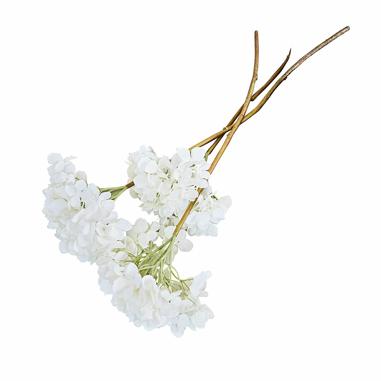 Sada 3 dekorativních bílých květin Amarente se zelenými stonky pro domácí dekoraci