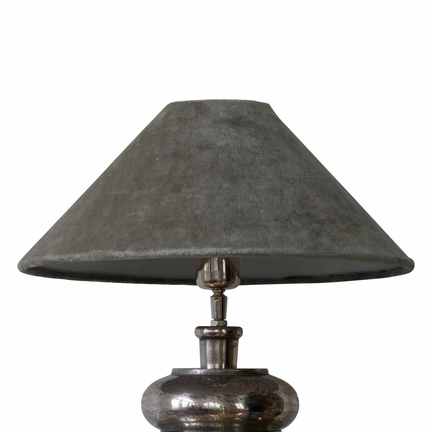 šedá Šedý stínidlo Emmera z měkkého materiálu na kovovém podstavci, moderní dekorativní lampa