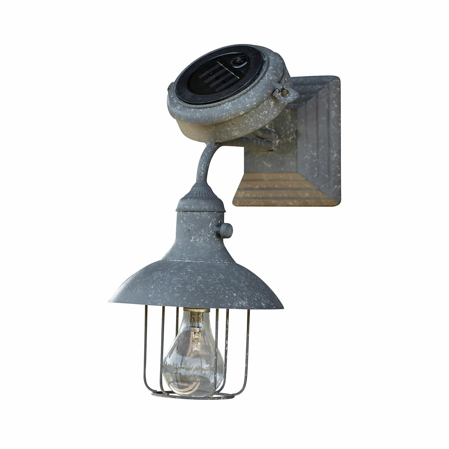Nástěnná solární lampa Anniviers Šedé kovové nástěnné svítidlo s krytem a ochranou žárovky pro venkovní osvětlení