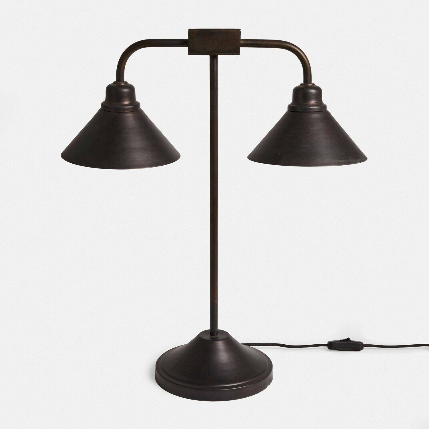 Stolní lampa Cilovex Dvojitá stolní lampa z tmavého kovu v industriálním stylu, osvětlení do pracovny