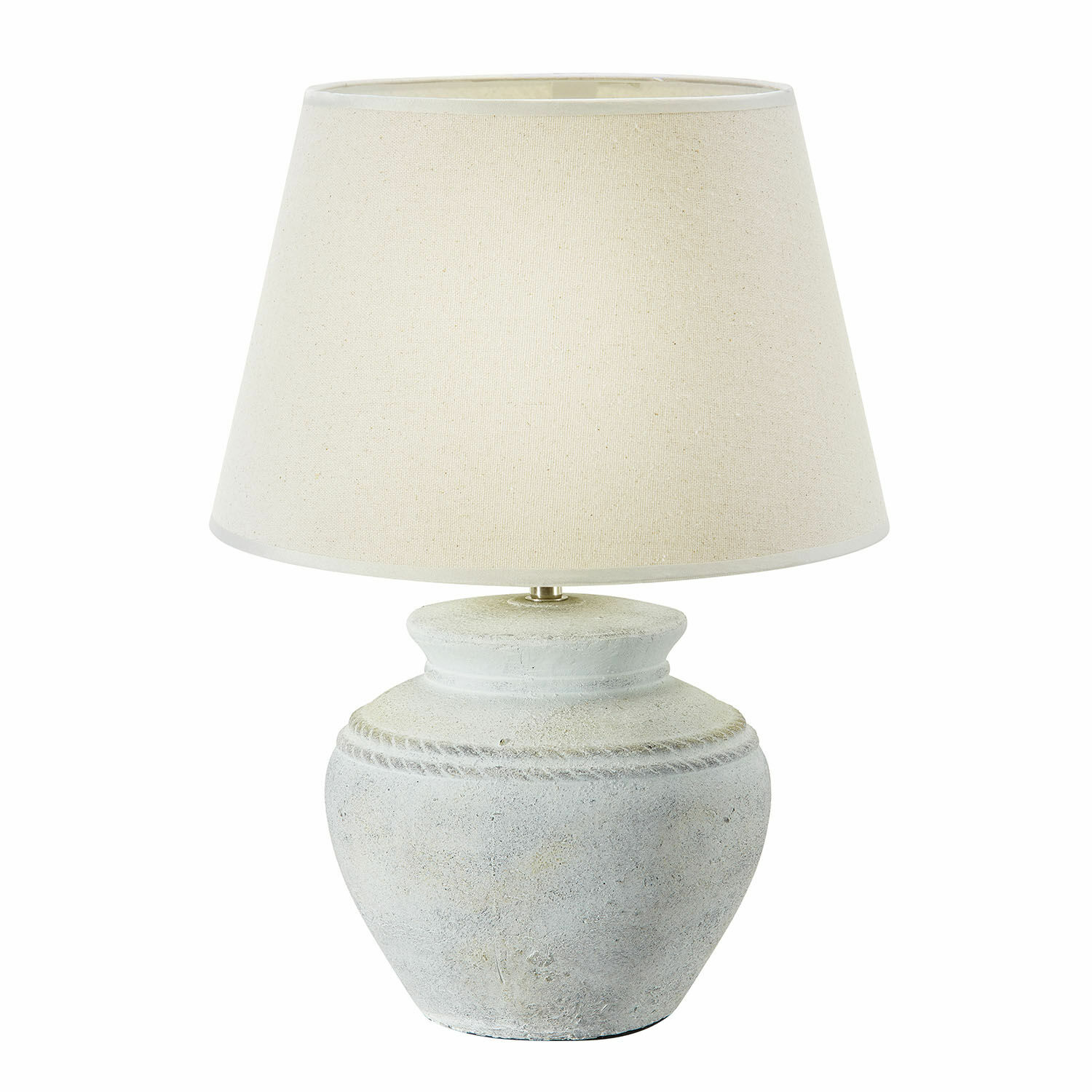 Stolní lampa Cleveland Stolní lampa z bílého kamene s béžovým stínidlem, dekorativní osvětlení do obýváku
