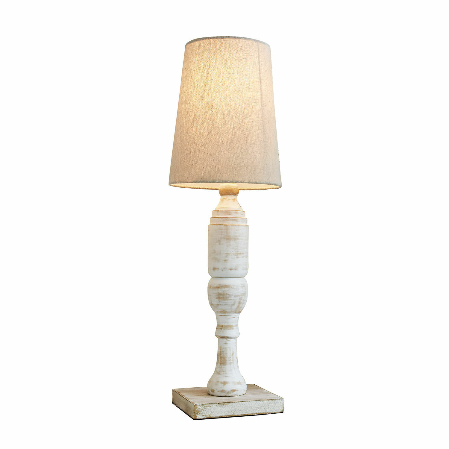 Stolní lampa Yernisto Stolní lampa z bílého dřeva s béžovým stínidlem, dekorativní osvětlení do obýváku