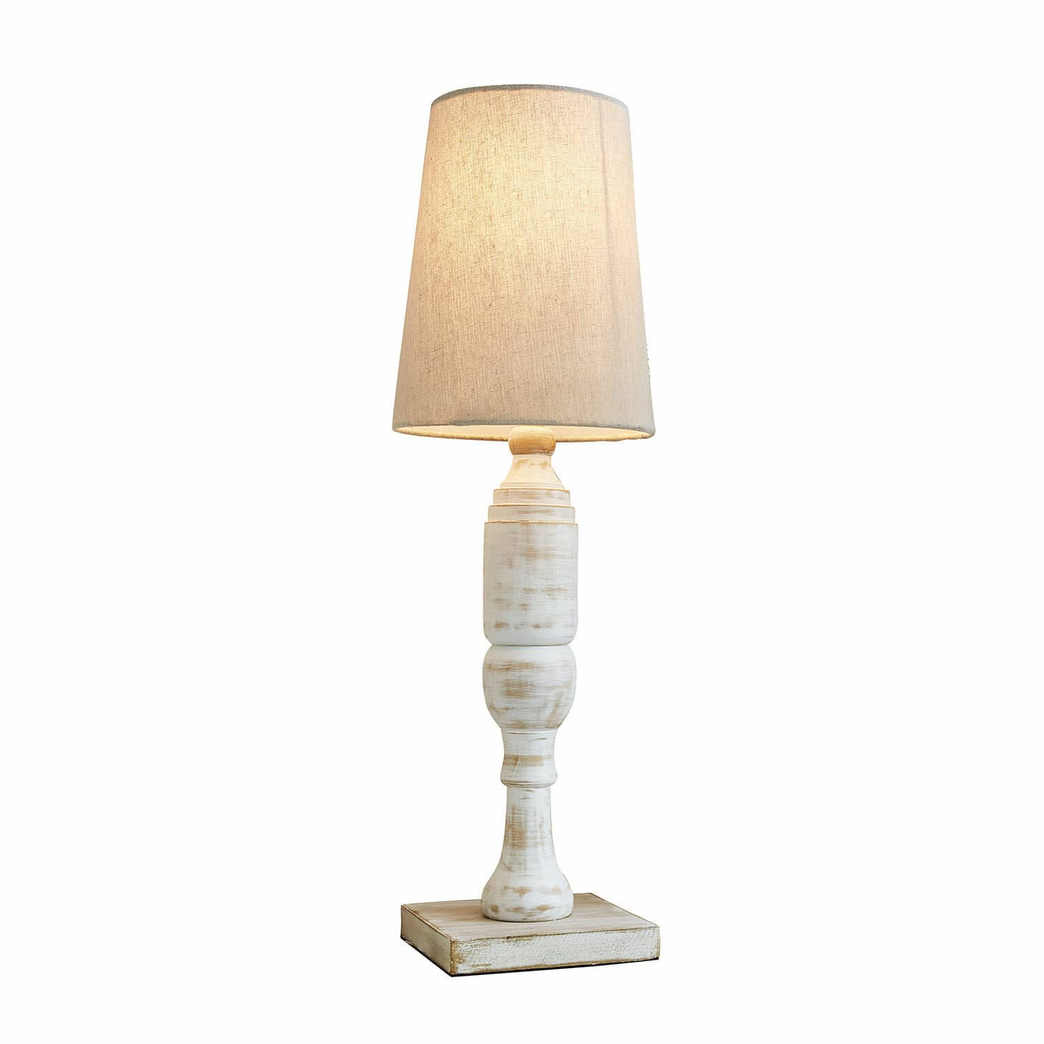 Stolní lampa Yernisto Stolní lampa z bílého dřeva s béžovým stínidlem, dekorativní osvětlení do obýváku