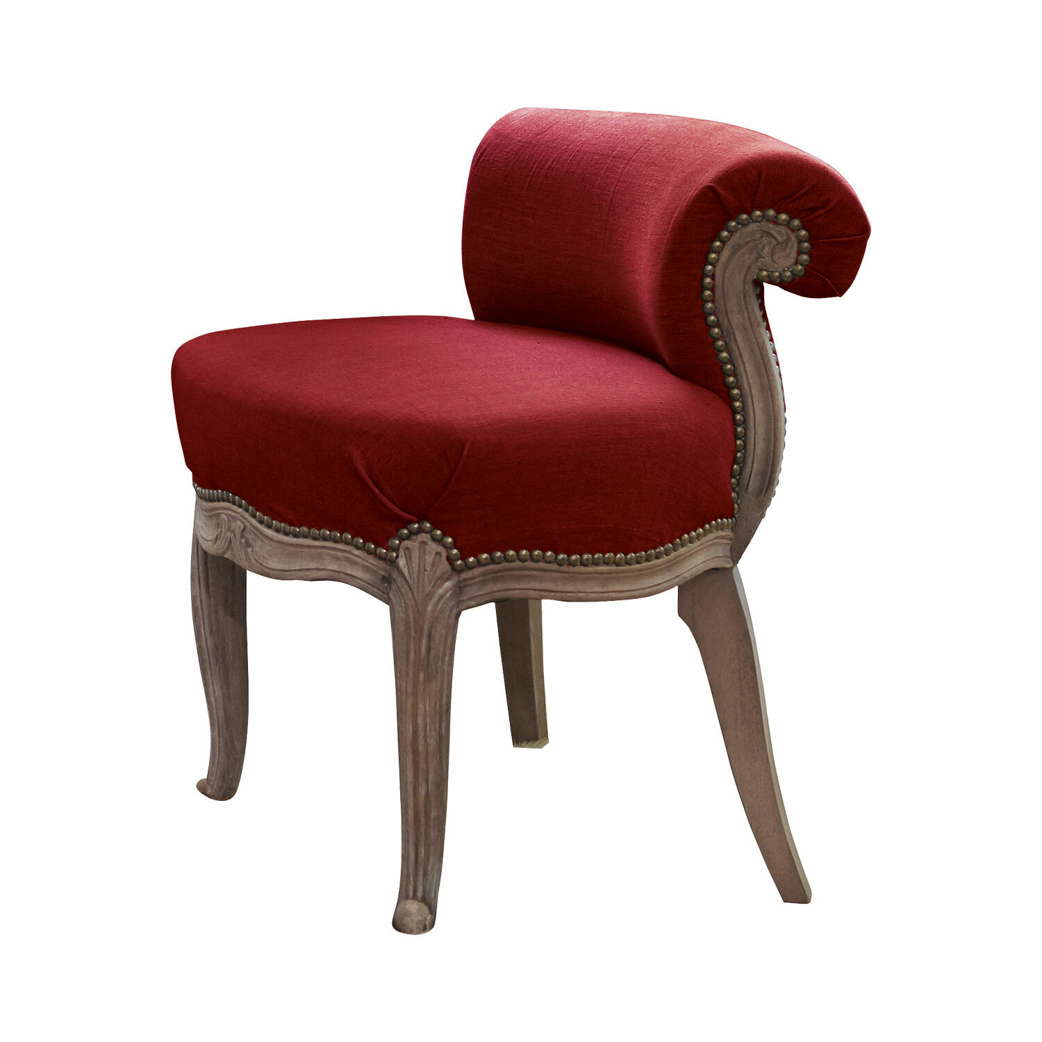 červená Červené křeslo Rivel z látky s dřevěným rámem, elegantní nábytek do obýváku