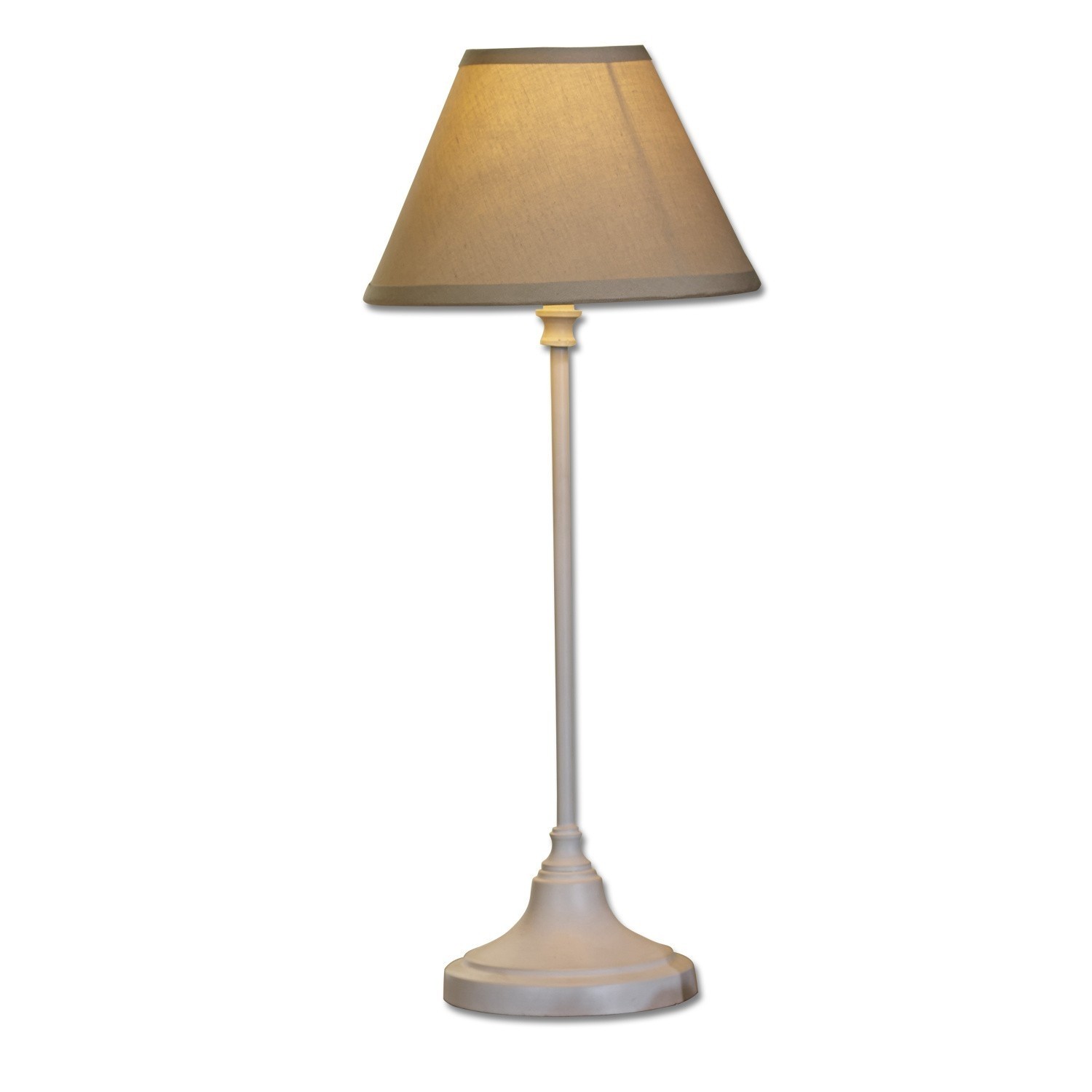 Stolní lampa Swindon Klasická stolní lampa s béžovým stínidlem a bílým podstavcem, vhodná do obývacího pokoje a ložnice