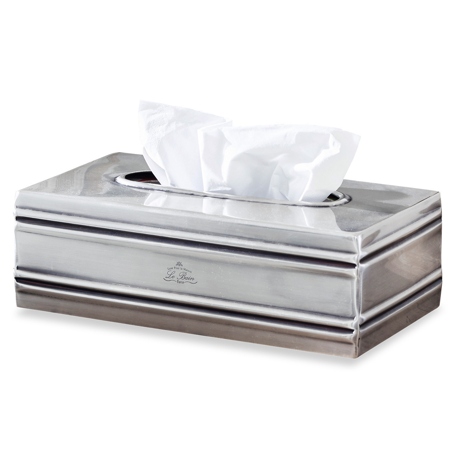 Box na kapesníky Suzette Stříbrná kovová krabička na kapesníky s elegantním designem do koupelny nebo obýváku