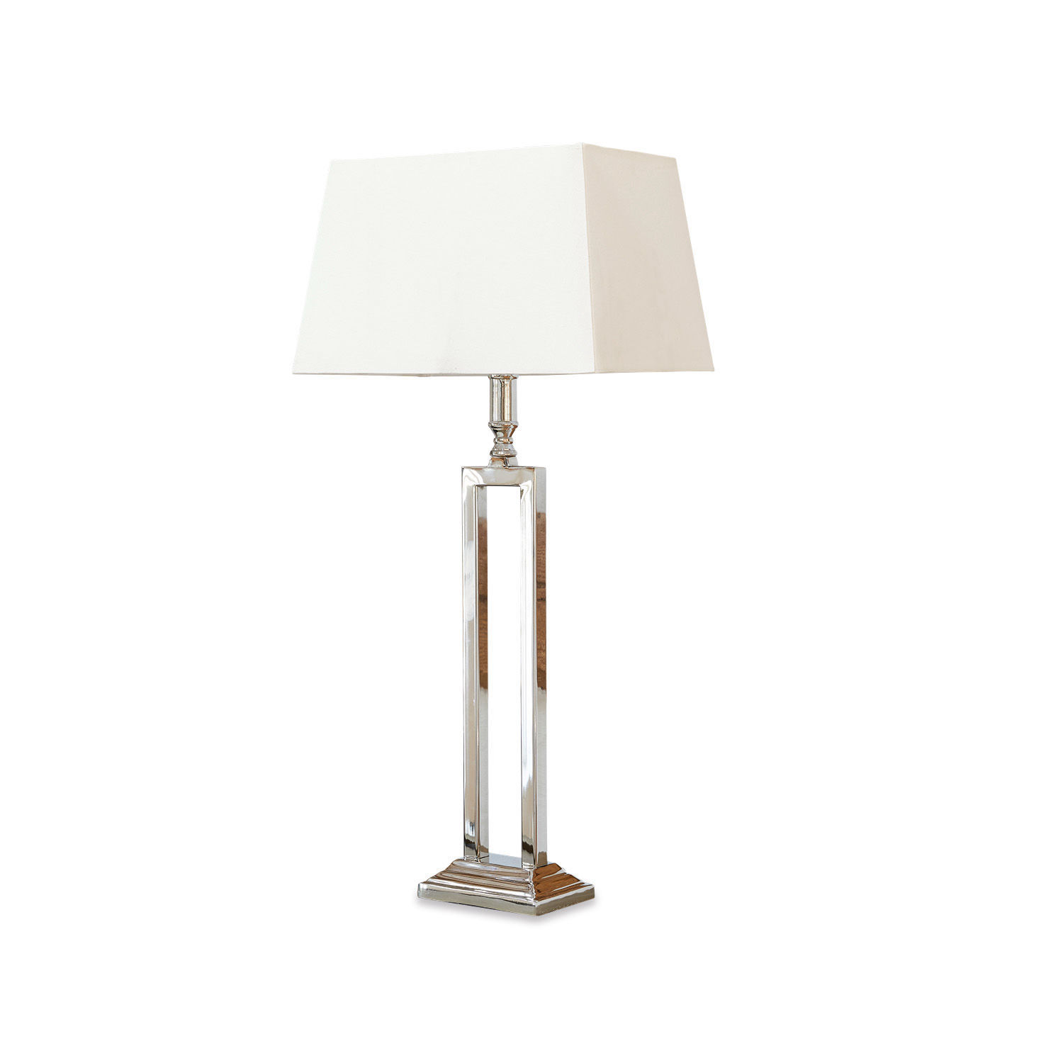 Stolní lampa Kinshaa Elegantní stolní lampa s kovovým podstavcem a bílým stínidlem do obývacího pokoje a ložnice