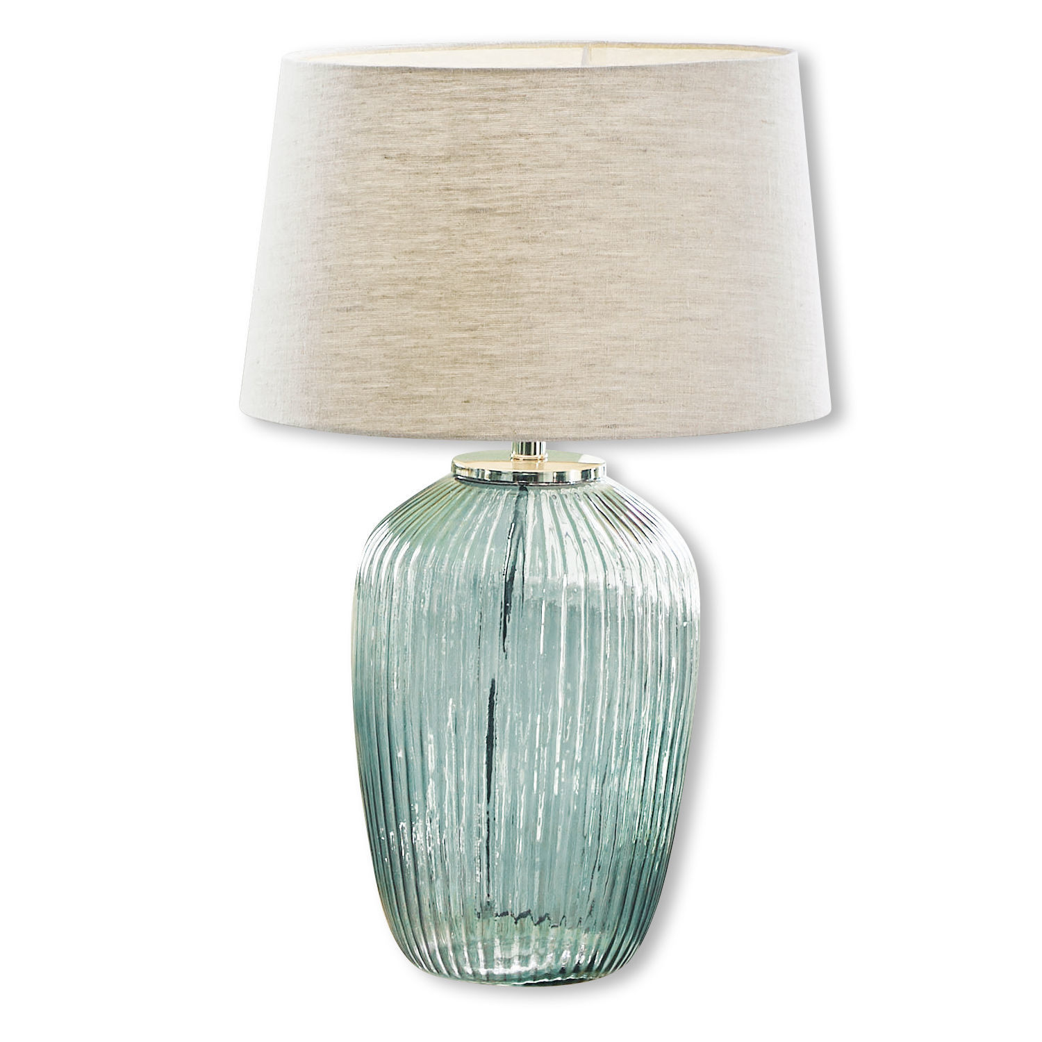 krémová/zelená Stolní lampa Fenis ze zeleného skla s krémovým stínidlem, dekorativní osvětlení do obývacího pokoje