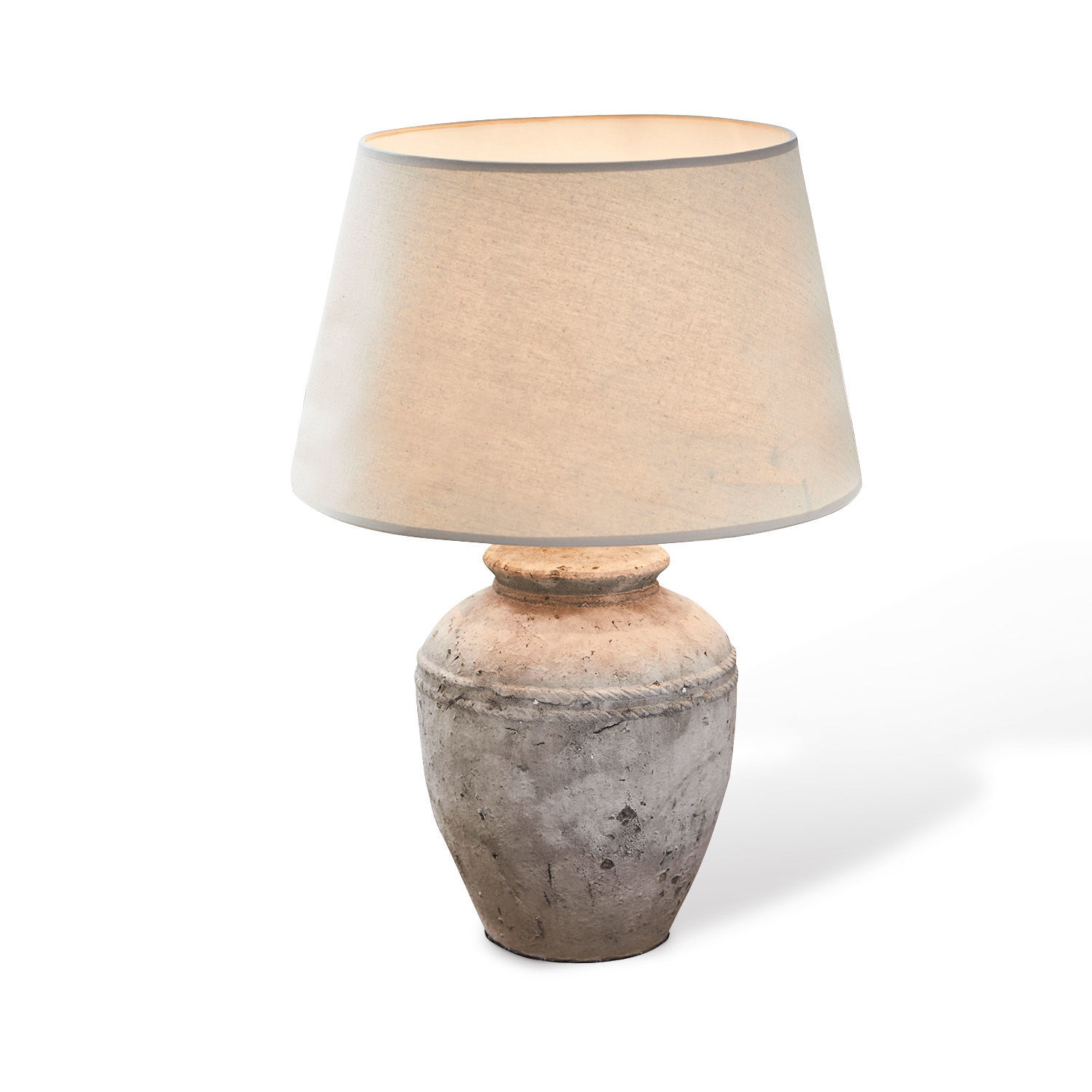 Stolní lampa Mosnay Stolní lampa s béžovým stínidlem a šedobéžovým keramickým podstavcem pro interiérovou dekoraci