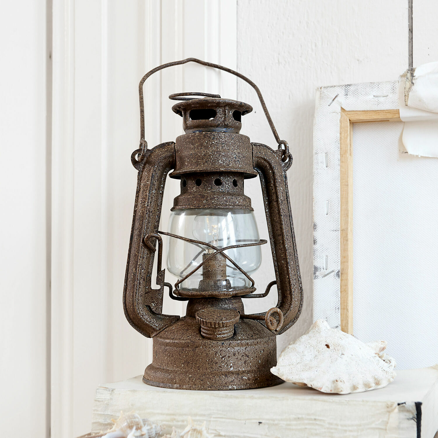 LED lucerna Oxcroft Rustikální hnědá kovová petrolejová lampa jako vintage dekorace do interiéru