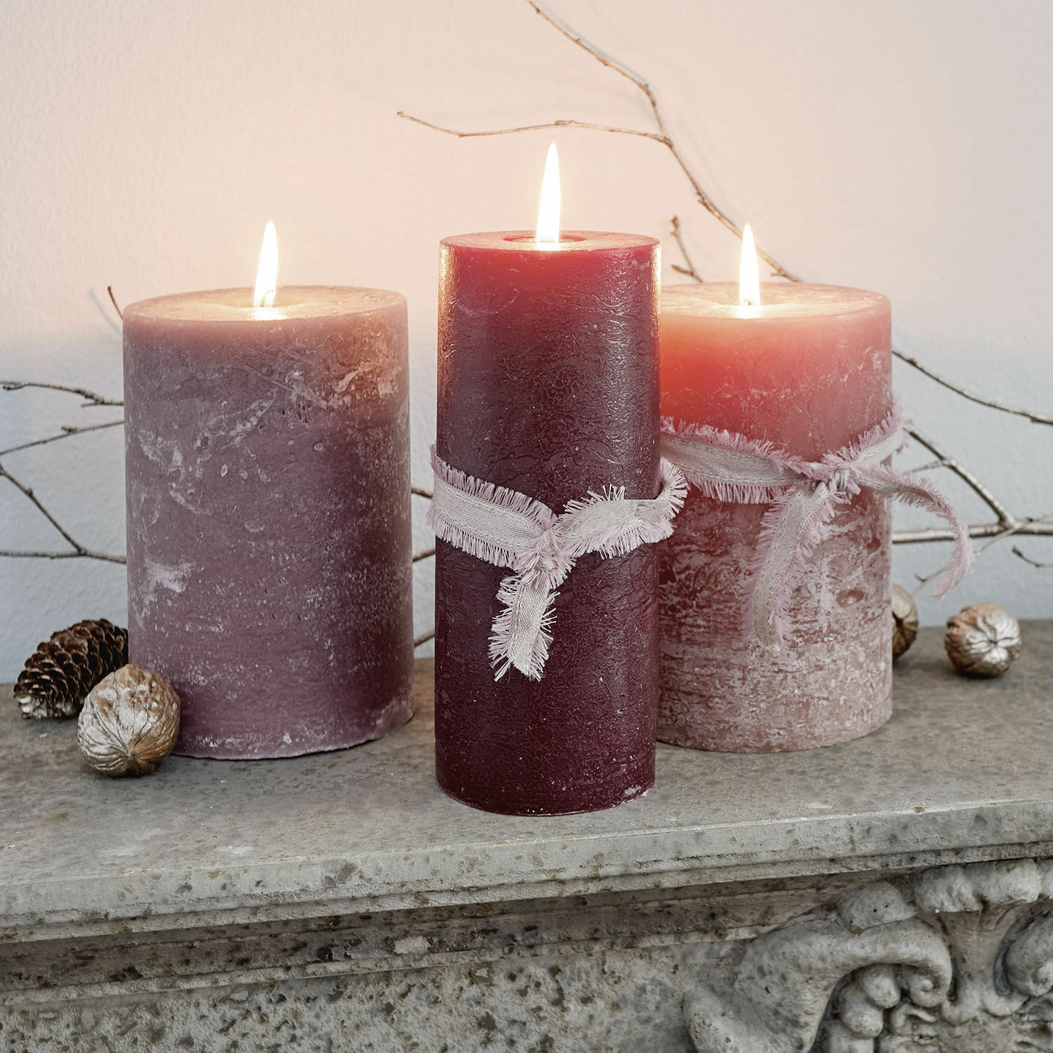 Svíčky, 3dílná sada Salis