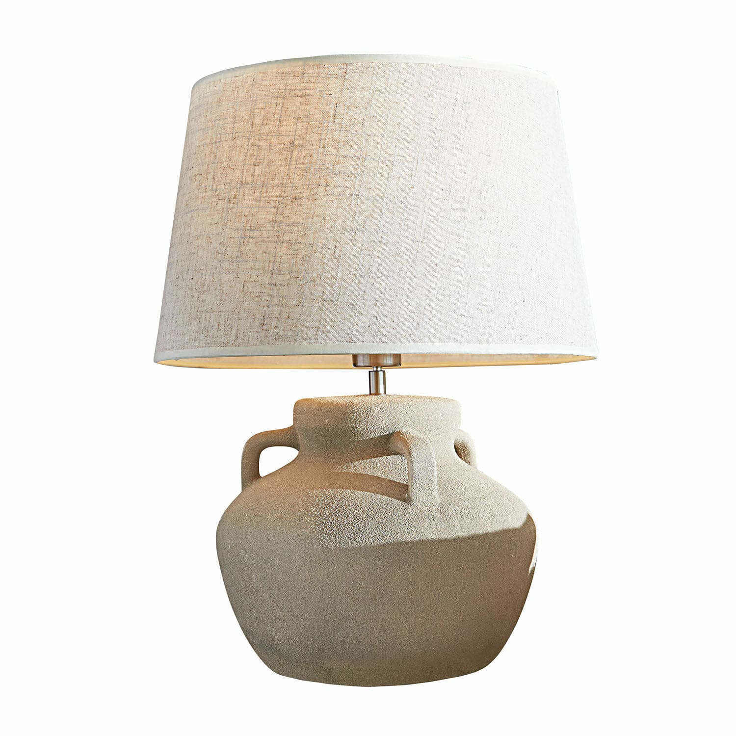 Stolní lampa Parya Béžová stolní lampa s textilním stínidlem a keramickým rustikálním podstavcem