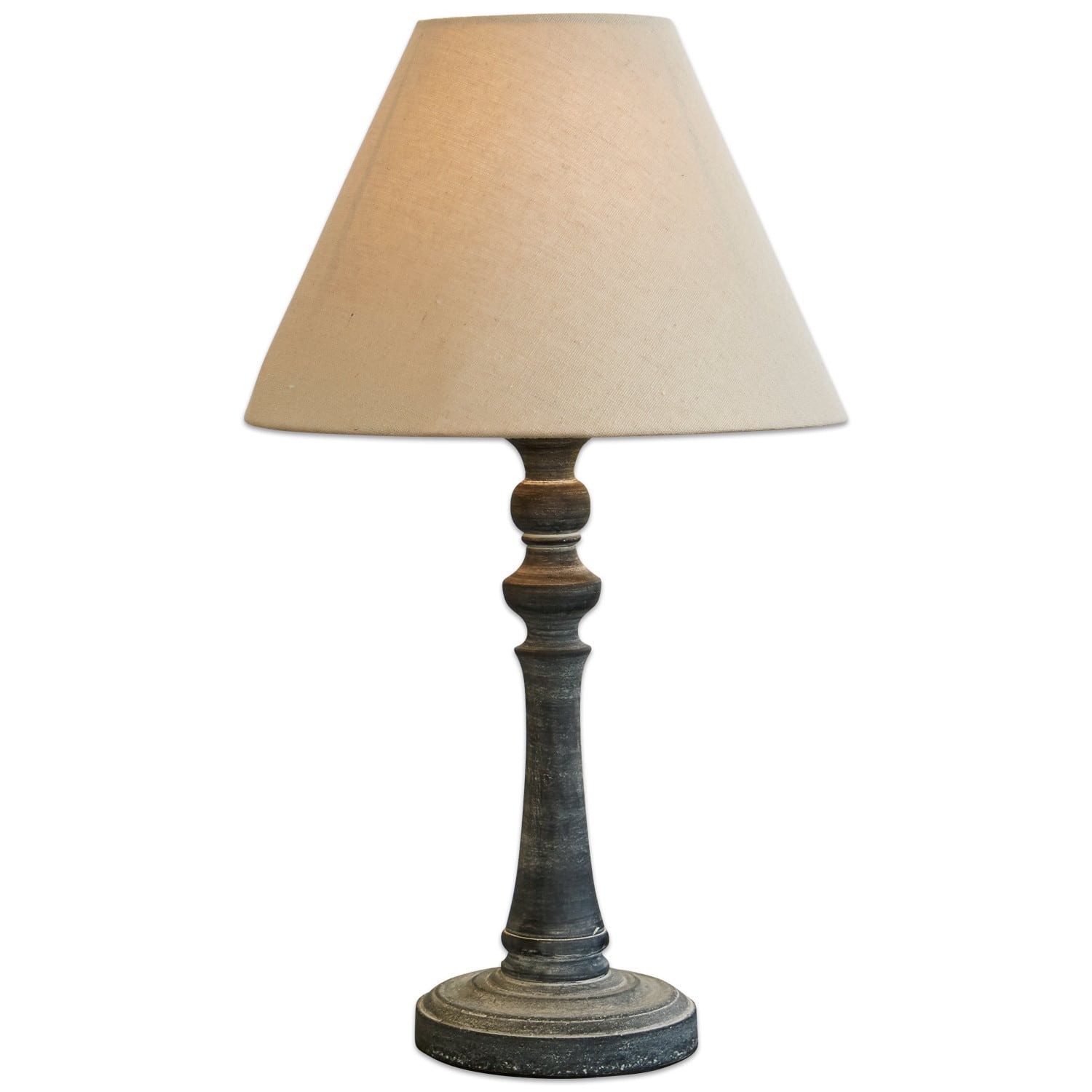 Stolní lampa Withby Klasická stolní lampa s béžovým stínidlem a tmavou dřevěnou základnou do obýváku