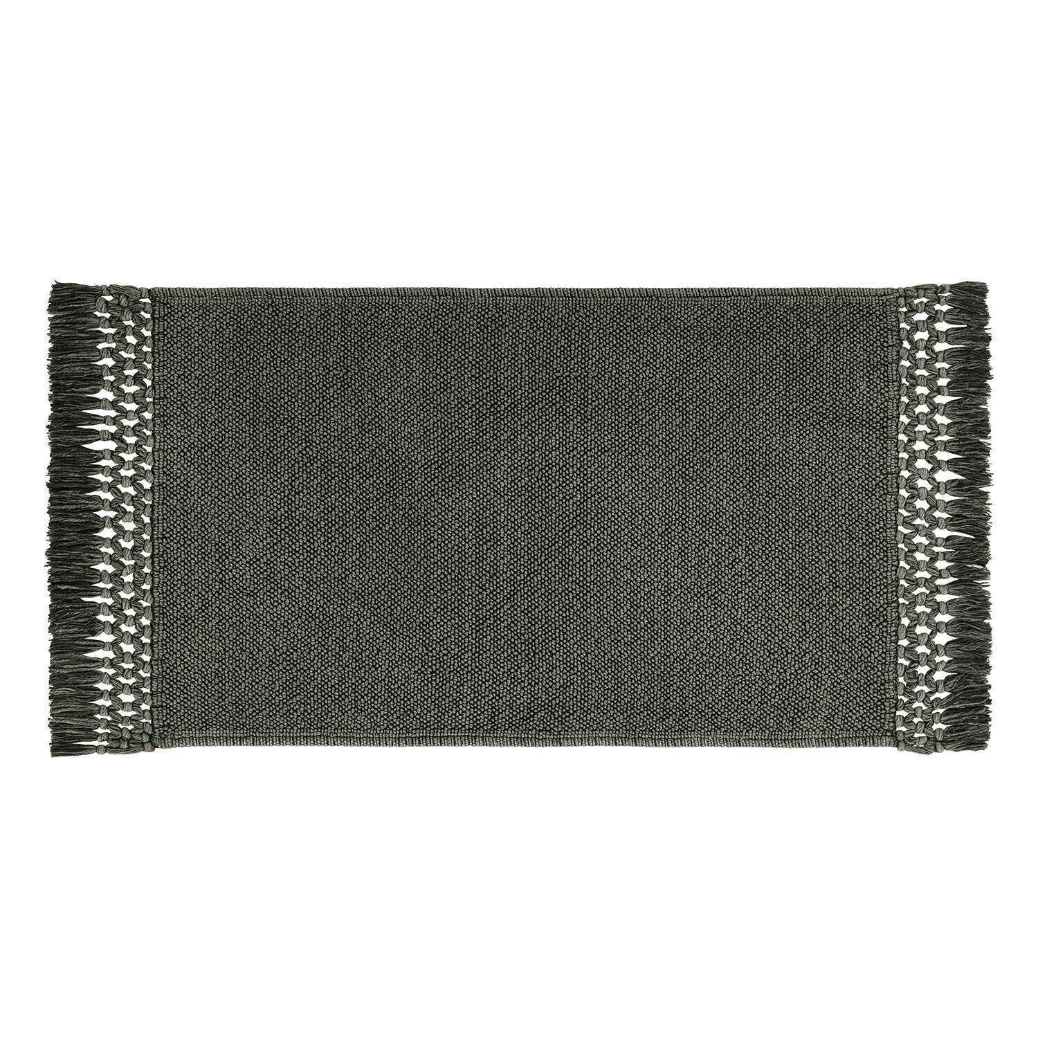 Černá bavlněná koupelnová předložka Faelwyn s třásněmi, měkká a savá pro koupelnu